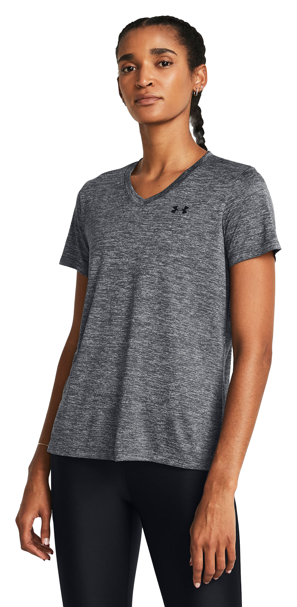 Under Armour Tech Twist V-Neck Short-Sleeve Shirt for Ladies - Castlerock/Black - XXL