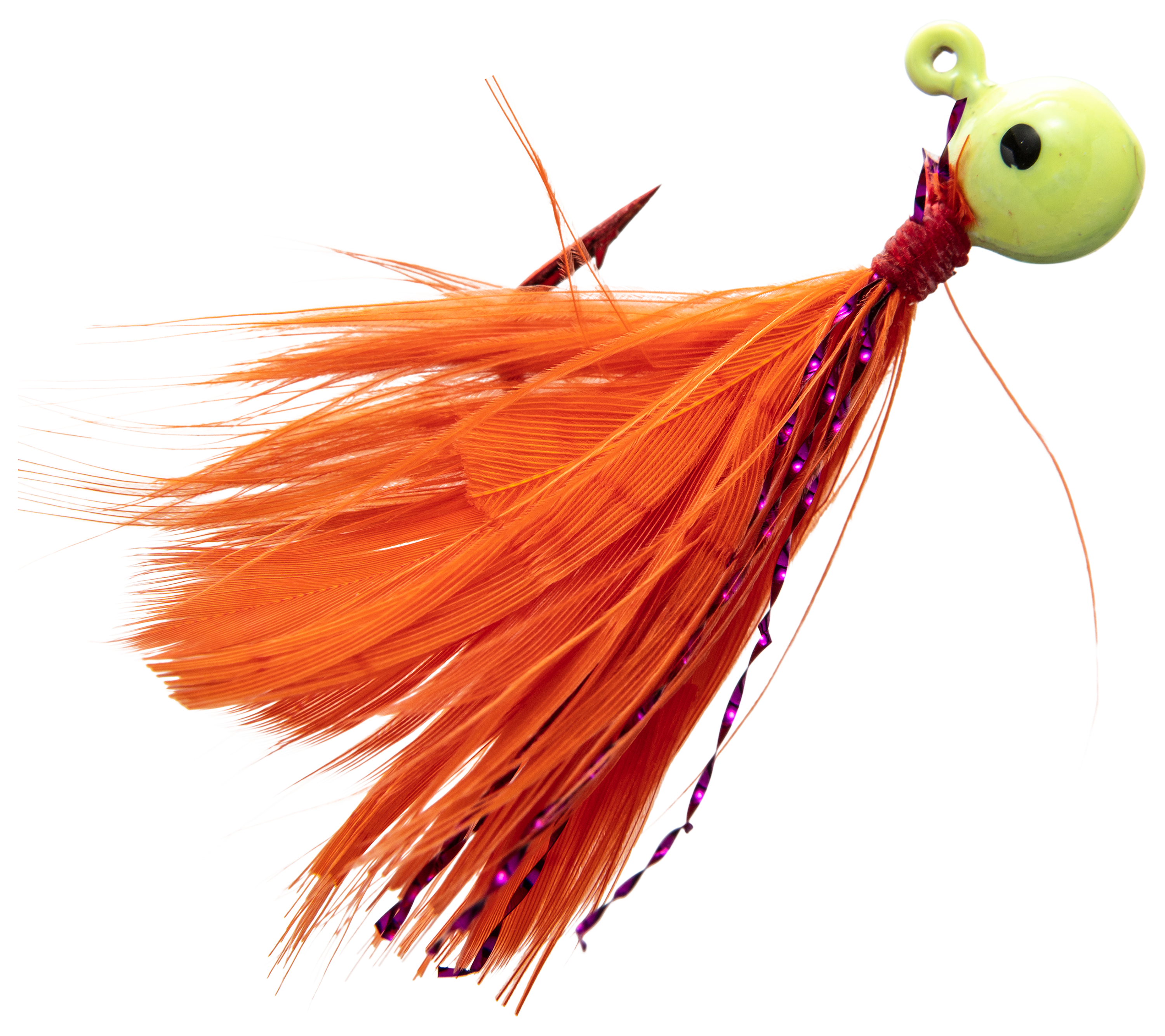 Custom Jigs and Spins Flu Flu Glitter Jig - 1/16 oz - Glow/Orange/Purple