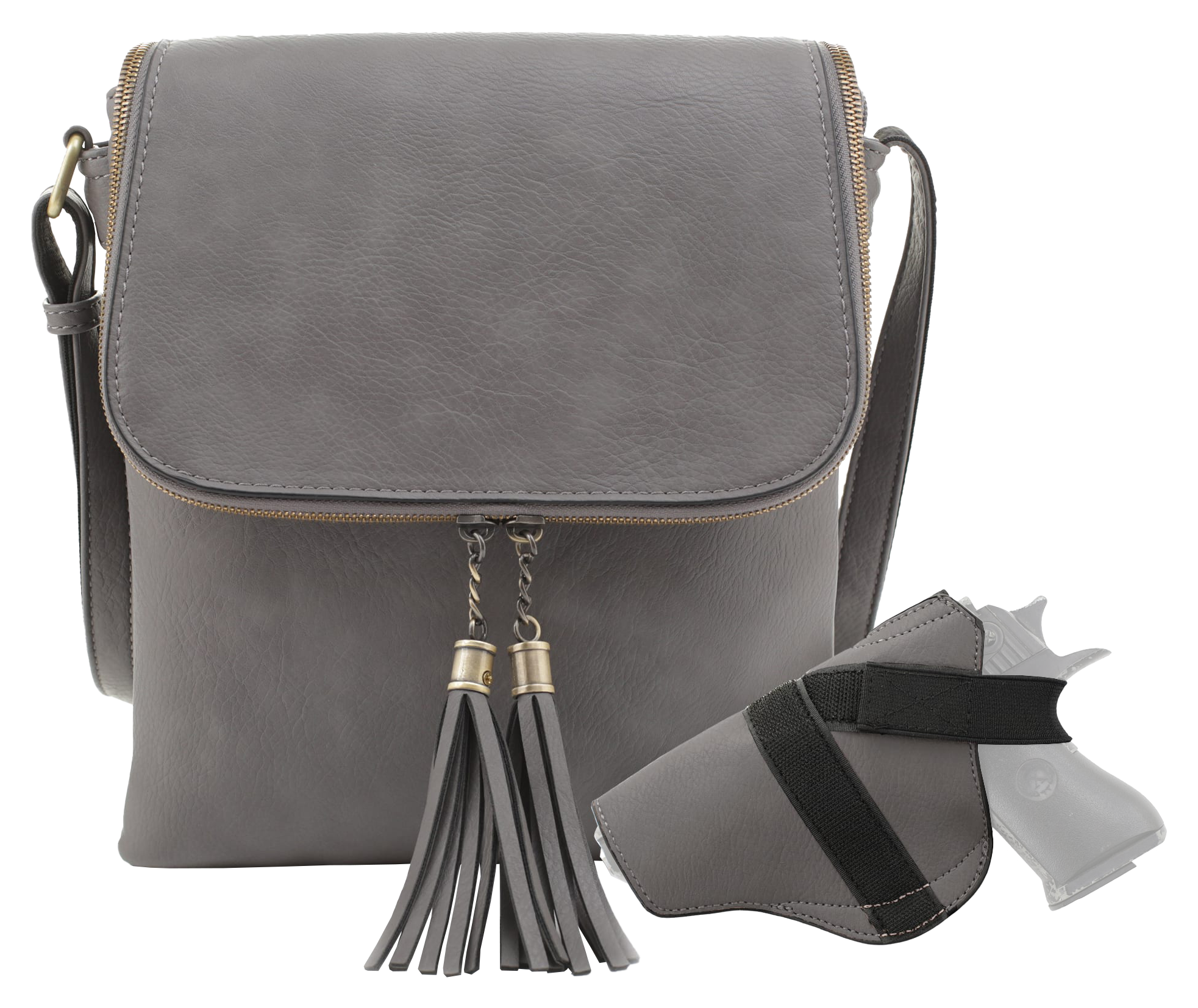 Jessie &James Handbags Ella Concealed-Carry Lock-and-Key Crossbody Bag - Gray - Jessie & James Handbags