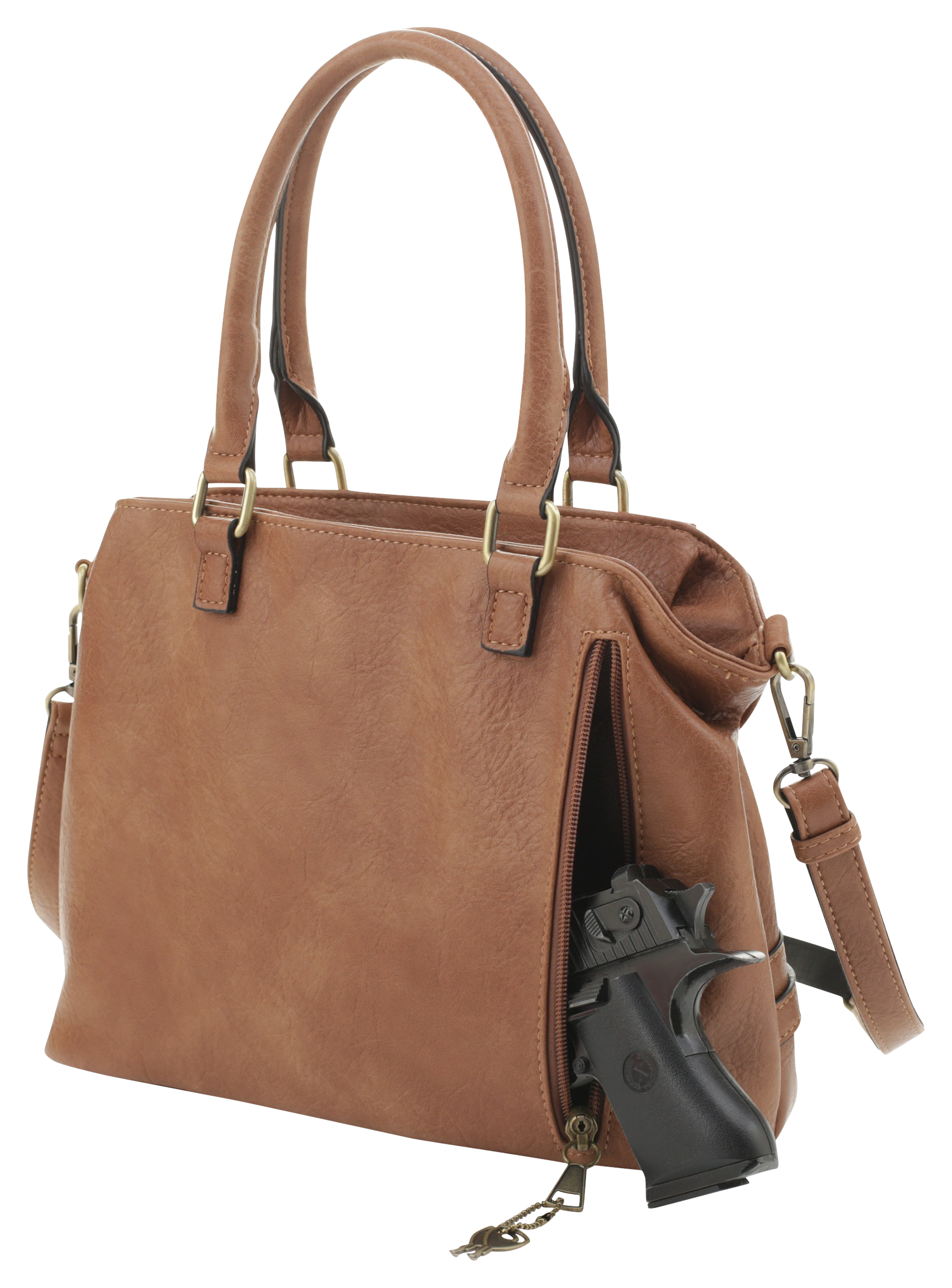 Jessie &James Handbags Elena Lock and Key Concealed-Carry Satchel Handbag - Tan - Jessie & James Handbags