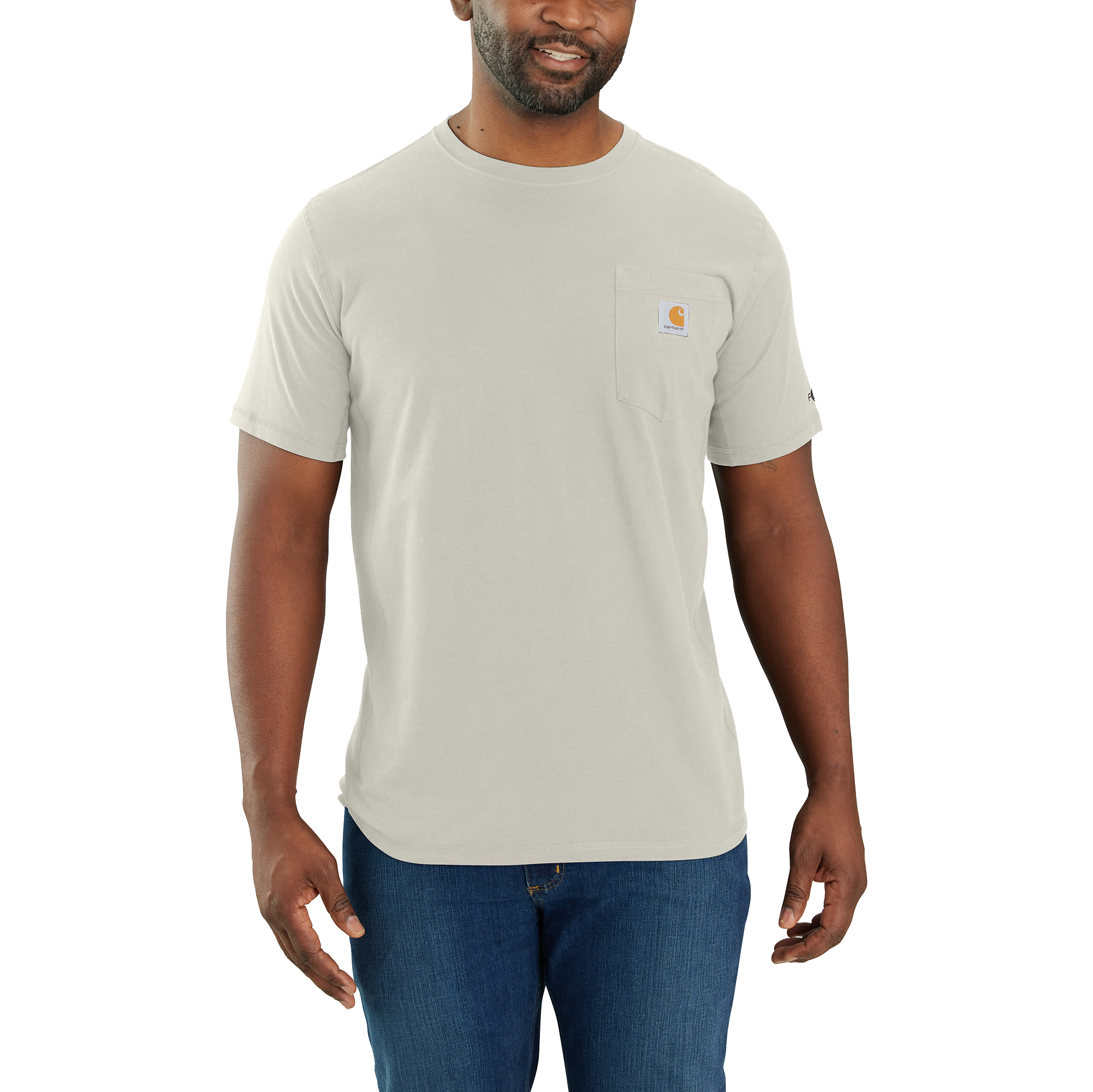 Image of Carhartt Force Relaxed-Fit Midweight Short-Sleeve Pocket T-Shirt for Men - Malt - XLT