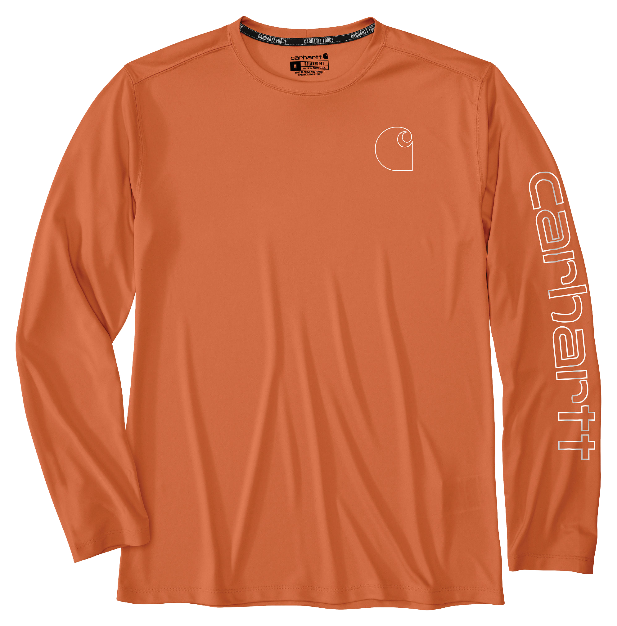 Carhartt Force Sun Defender Logo Graphic Lightweight Long-Sleeve T-Shirt for Men - Sedona Orange - XL