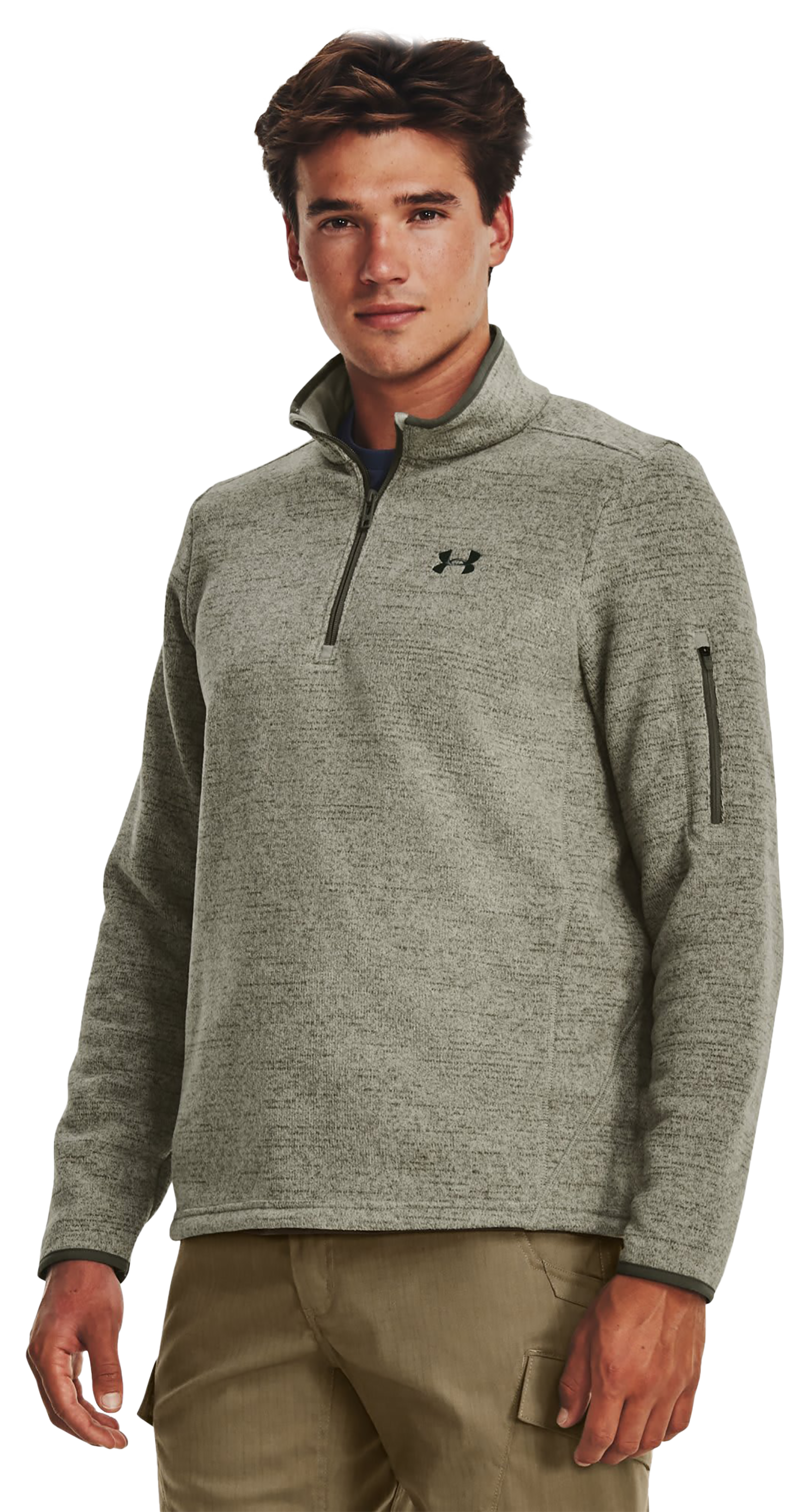 Under Armour Specialist Quarter-Zip Long-Sleeve Pullover for Men - Grove Green/Colorado Sage - S - Under Armour