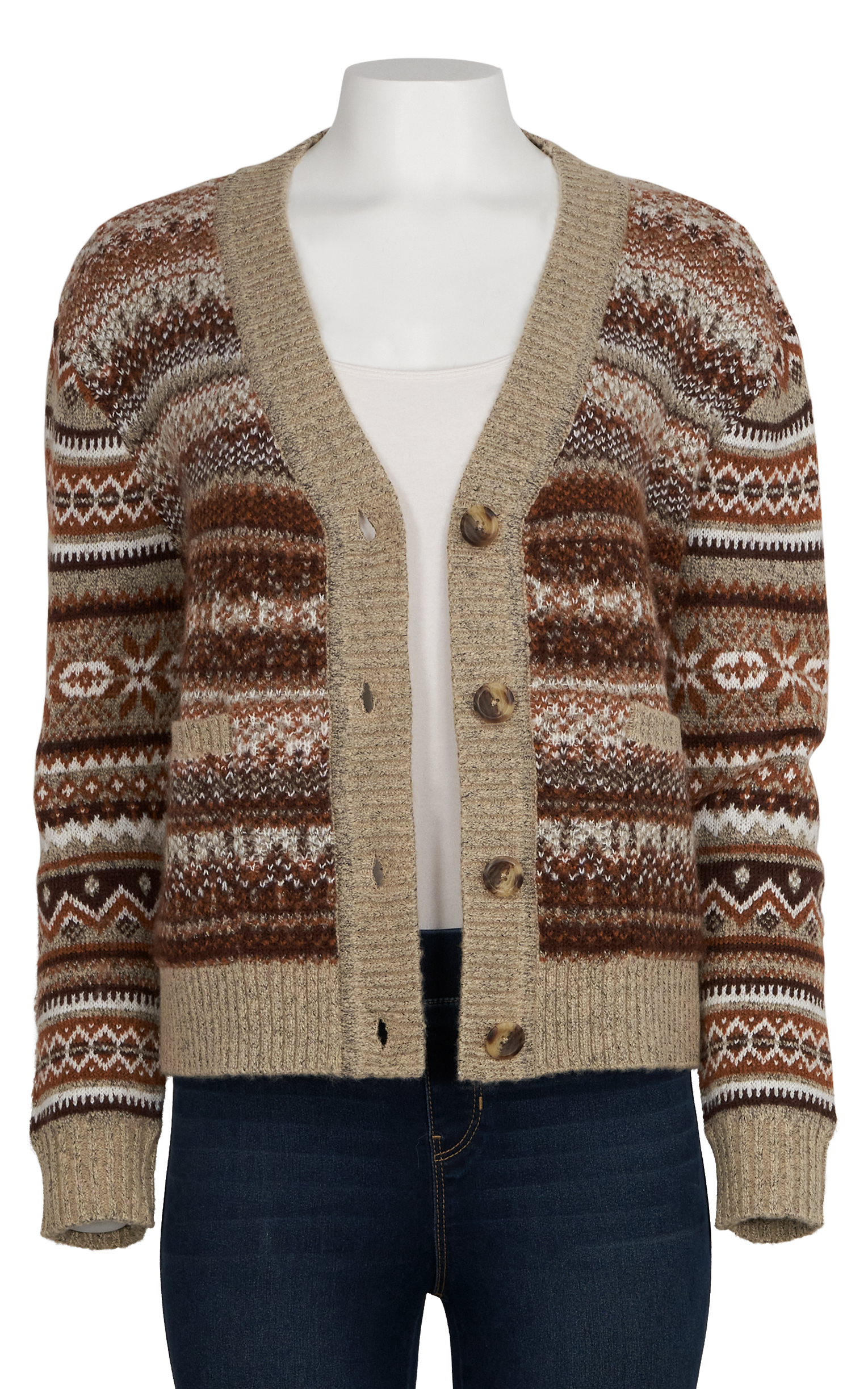 Natural Reflections Fall Fair Isle Cardigan - Multi - XL