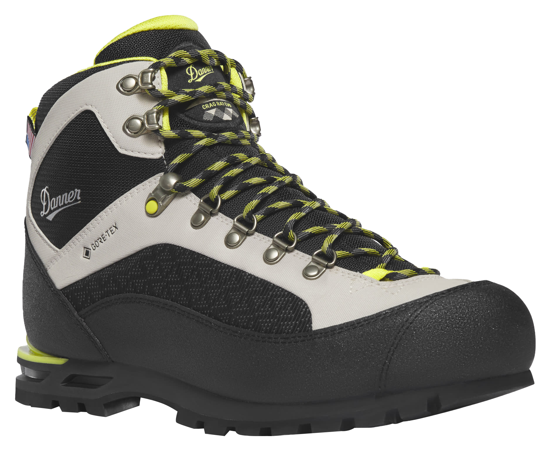 Image of Danner Crag Rat Evo GORE-TEX Hiking Boots for Men | Bass Pro Shops - Ice/Yellow - 11.5W