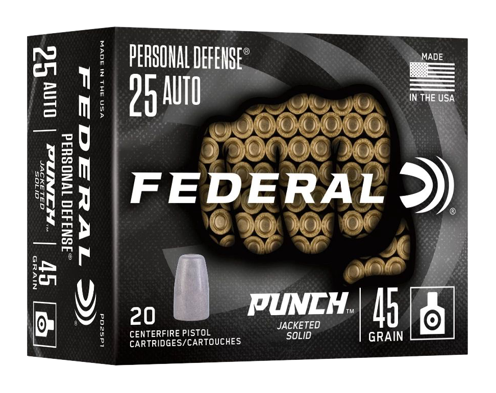 Federal Punch Personal Defense .25 Auto 45 Grain Handgun Ammo