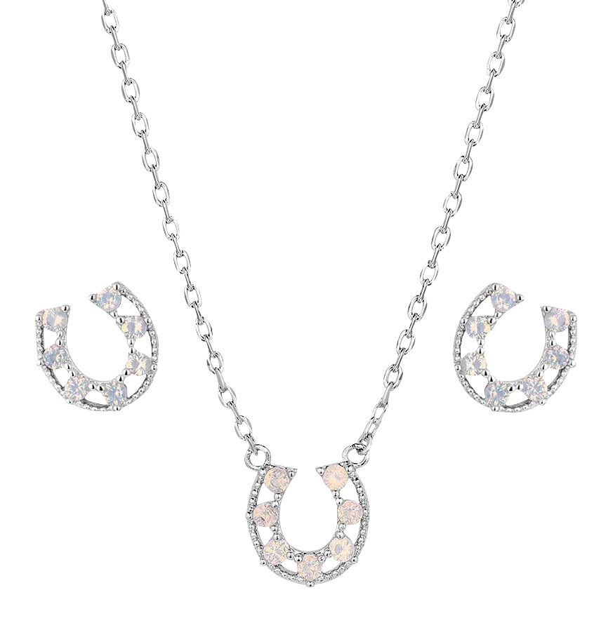 Image of Montana Silversmiths Delicate Glamour Horseshoe Necklace and Earring Set