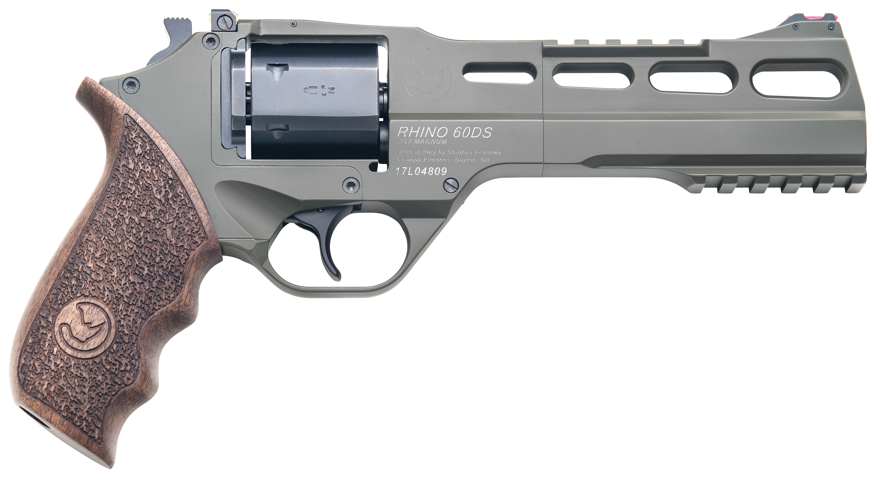 Chiappa Firearms Rhino 60SAR SingleAction Revolver  357 Mag38 Special  Olive Drab Green Cerakote  Walnut