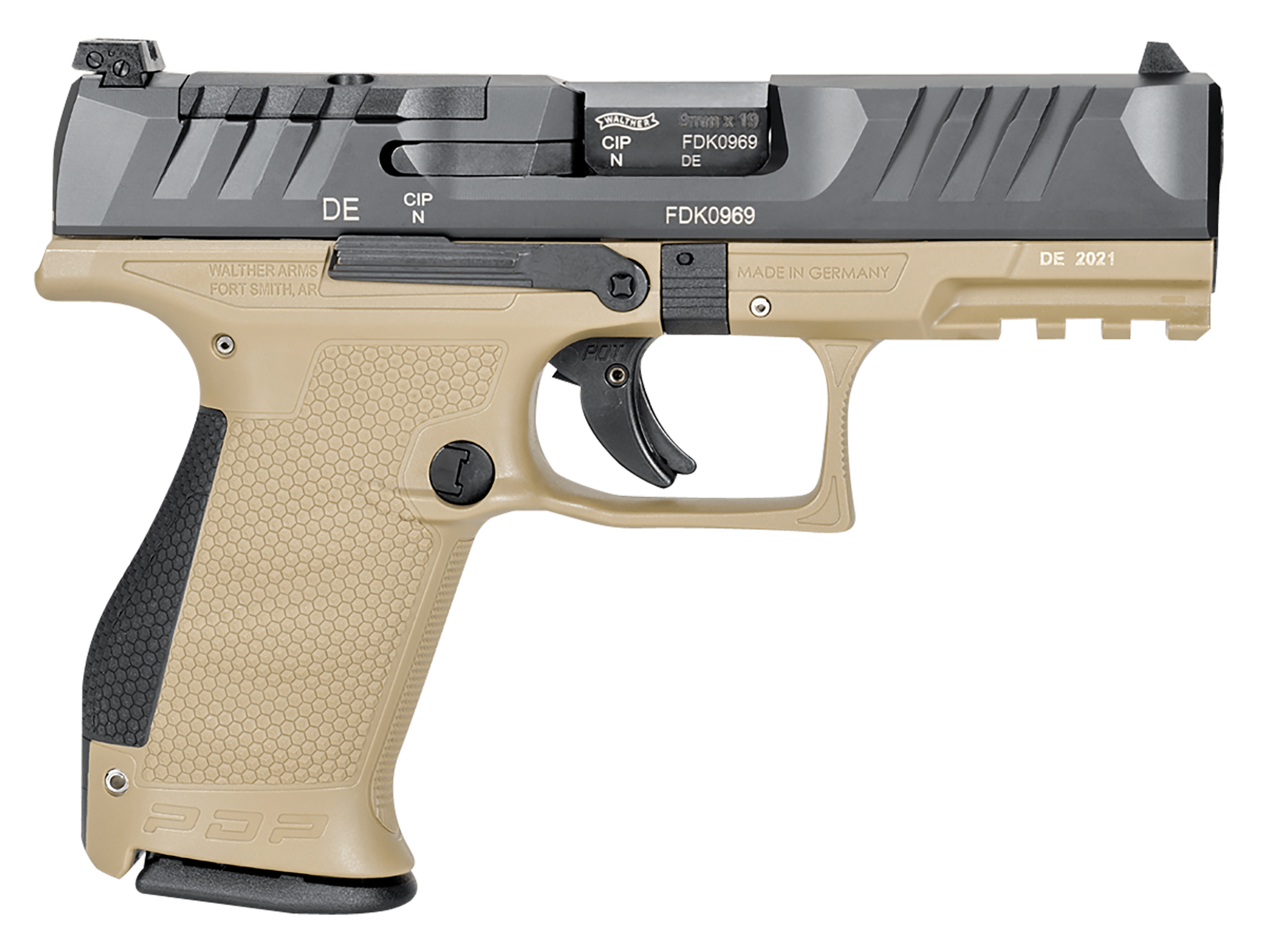 Image of Walther PDP Compact Optic-Ready Semi-Auto Pistol - 4″ Barrel - Tan - 15 + 1