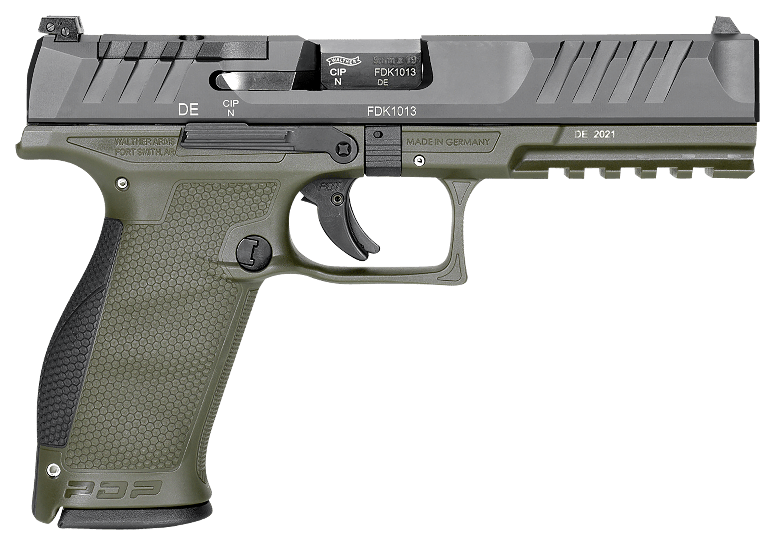 Image of Walther PDP Full-Size Optic-Ready Semi-Auto Pistol - 9mm - 5″ - Right - Matte Black - Green