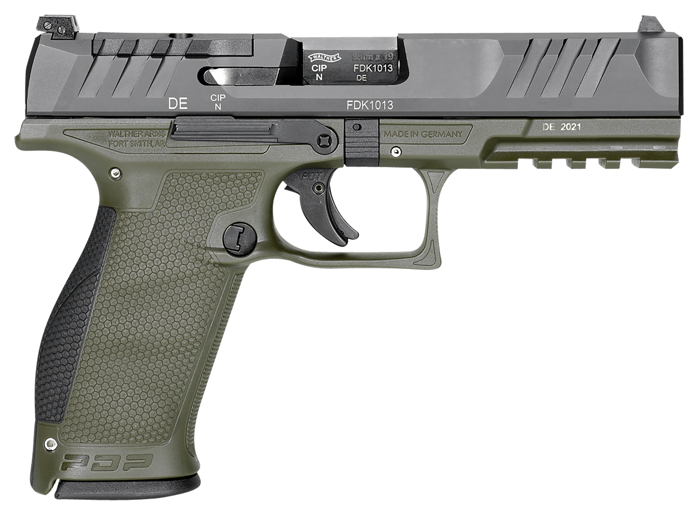 Image of Walther PDP Full-Size Optic-Ready Semi-Auto Pistol - 9mm - 4.5″ - Right - Matte Black - Green