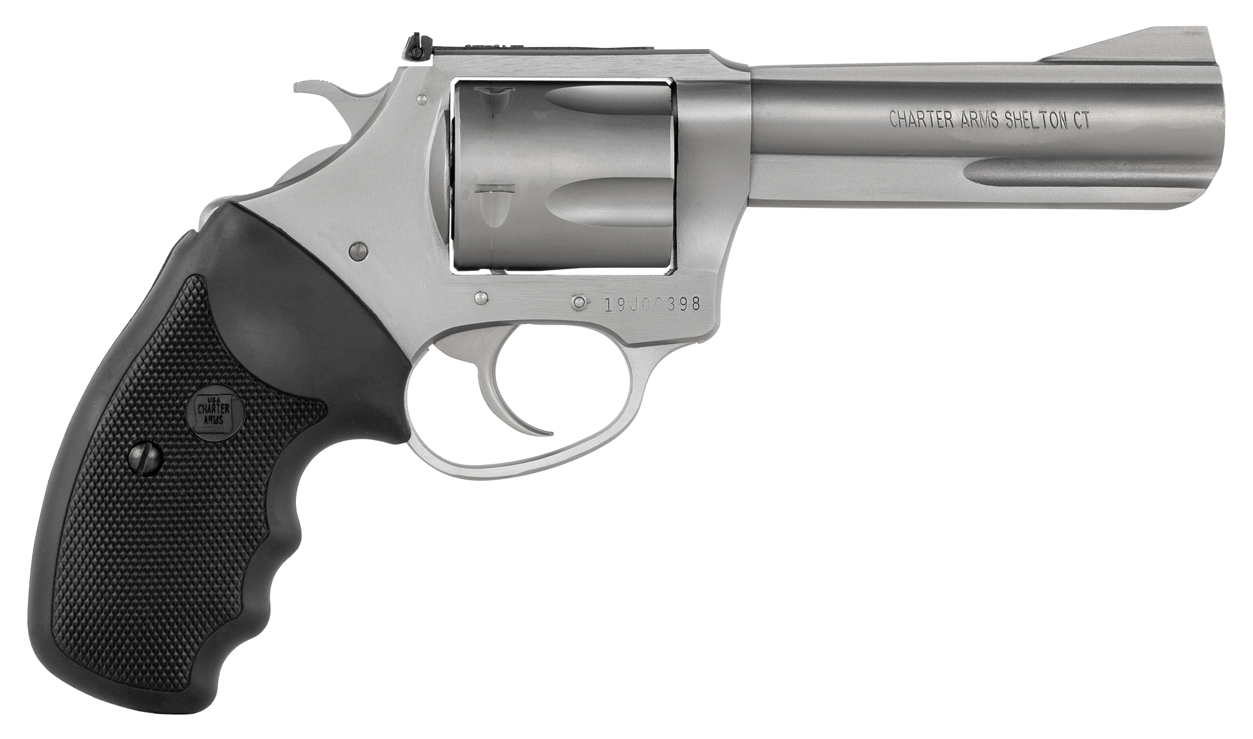Image of Charter Arms Pitbull DA/SA Revolver - 9mm - 4.2″ - Stainless Steel - Black