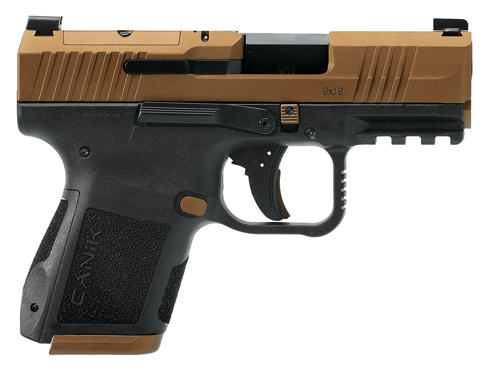 CANiK Mete MC9 SemiAuto Pistol  Right  Bronze Cerakote  Black  15  1