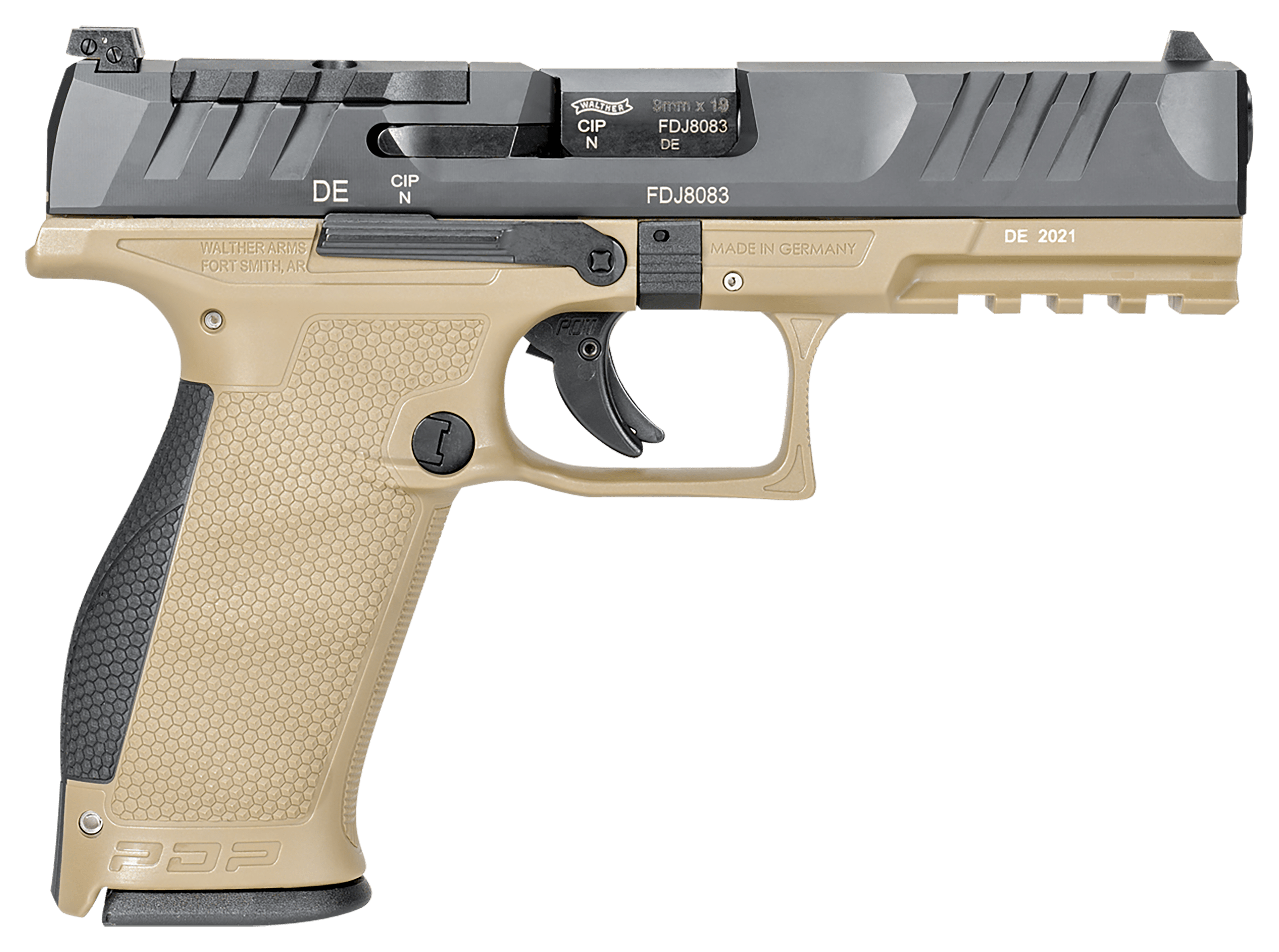 Image of Walther PDP Full-Size Optic-Ready Semi-Auto Pistol - 9mm - 4.5″ - Right - Matte Black - Tan