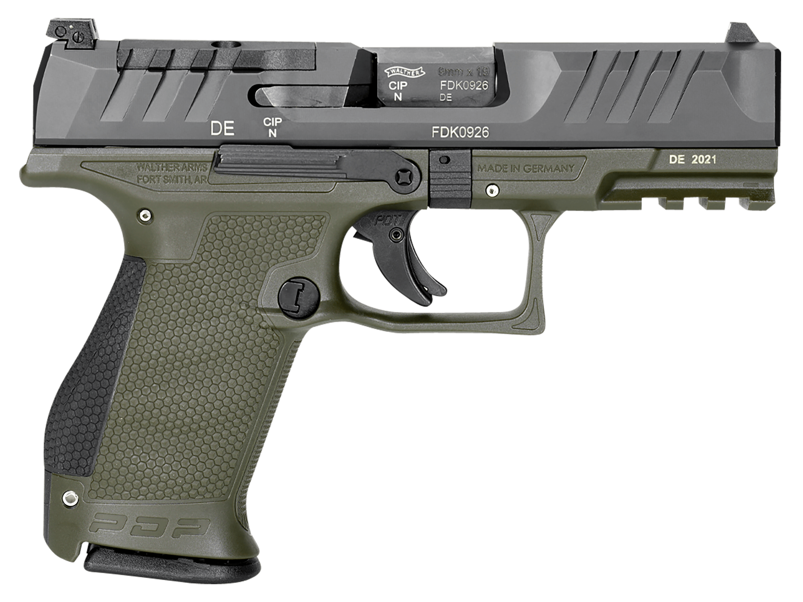 Image of Walther PDP Compact Optic-Ready Semi-Auto Pistol - 4″ Barrel - Green - 15 + 1