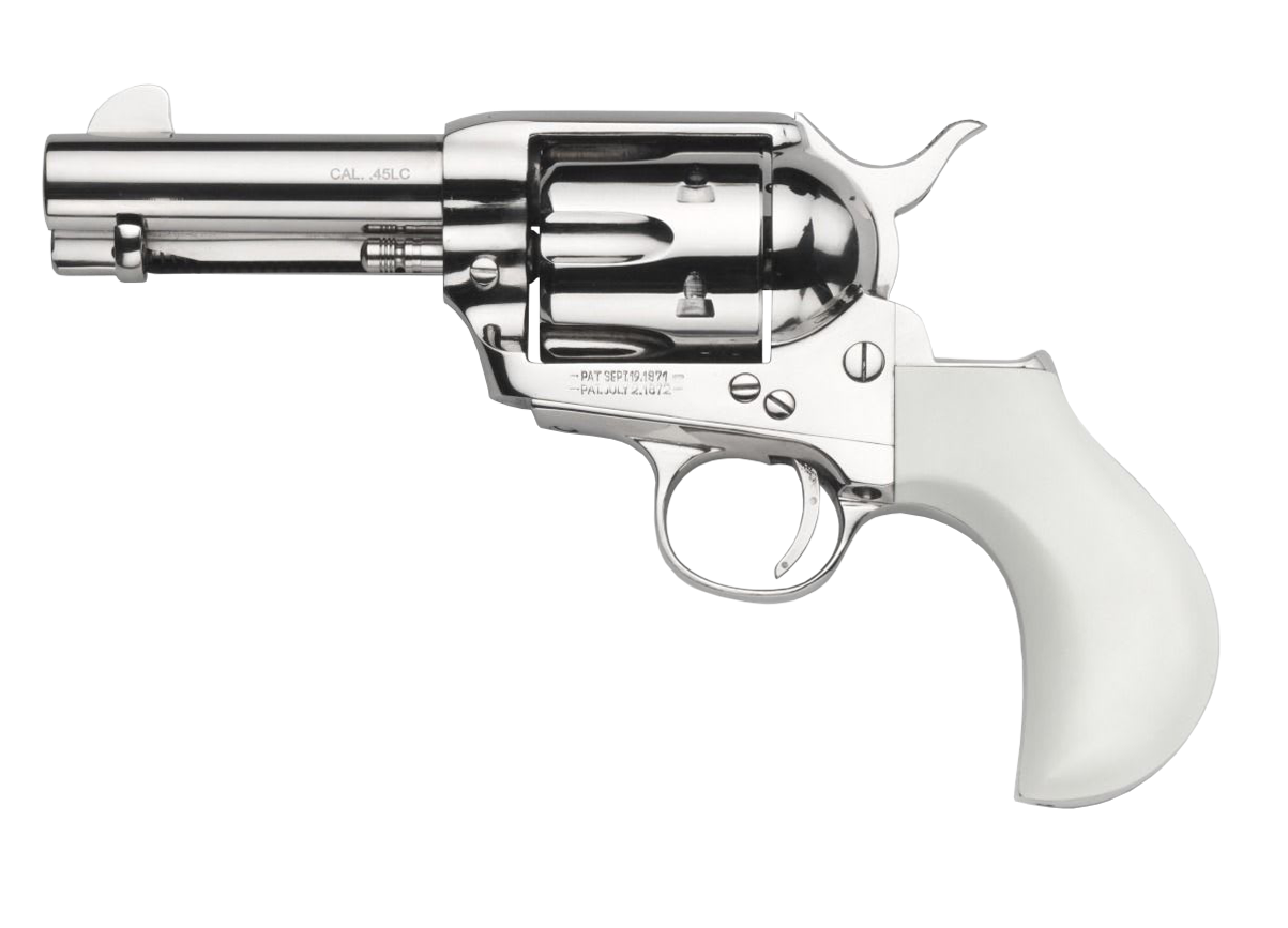 Taylors Company TC9 1873 Nickel Flattop Ivory Birdshead SingleAction Army