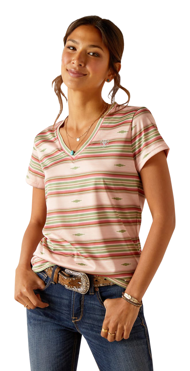 Ariat Laguna Short-Sleeve V-Neck Shirt for Ladies - Desert Serape - L - Ariat