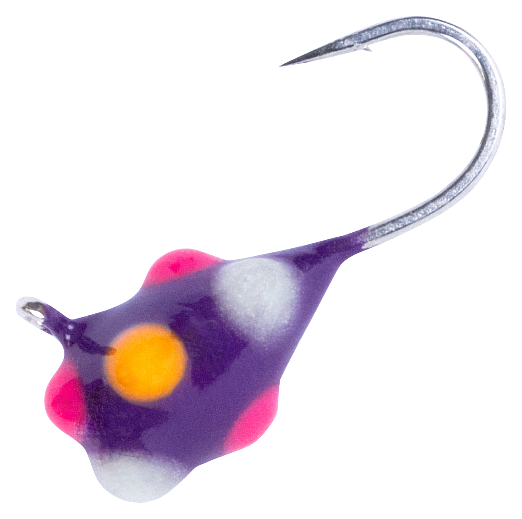 Clam Confetti Drop XL Tungsten Ice Jig - Purple Multi-Color Glow Dot - 1/32 oz.