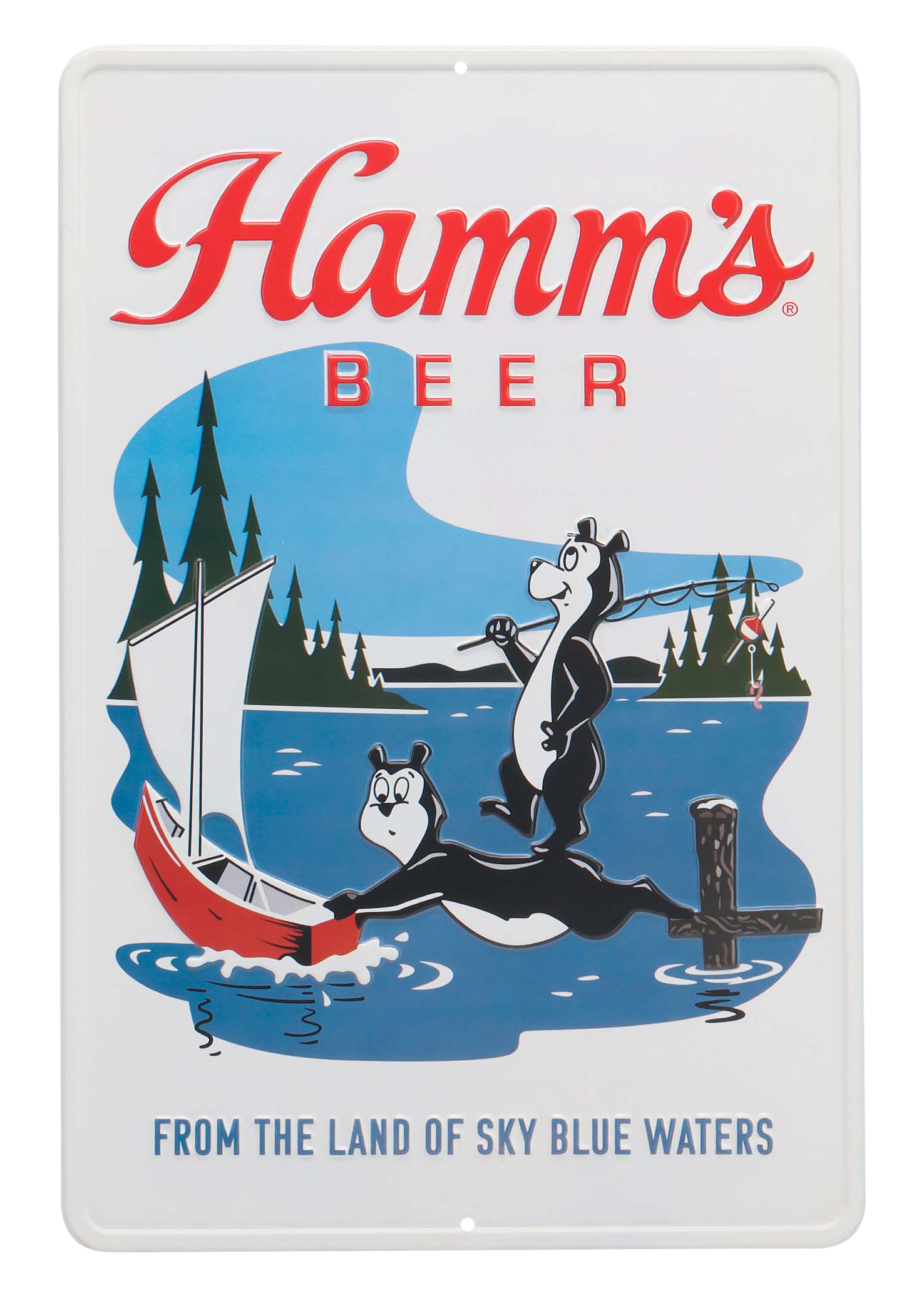 Image of Open Road Brands Molson Coors Hamms Beer Fishing Bears and Boat Metal Sign