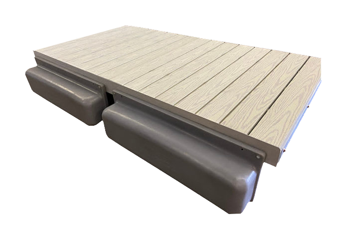 Patriot Docks Premium Low-Profile Floating Dock Platform Section with Aluminum Decking - Gray