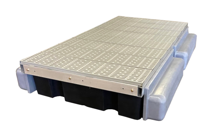 Patriot Docks Premium Low-Profile Floating Dock Platform Section with Poly Decking - Tan
