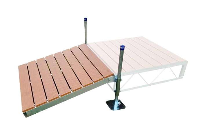 Patriot Docks Shore Dock Ramp Kit with Aluminum Decking - Brown - 4' x 4'