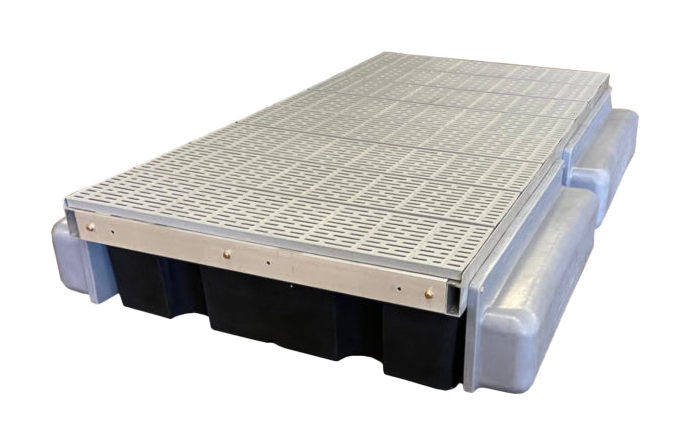 Patriot Docks Premium Low-Profile Floating Dock Platform Section with Poly Decking - Gray