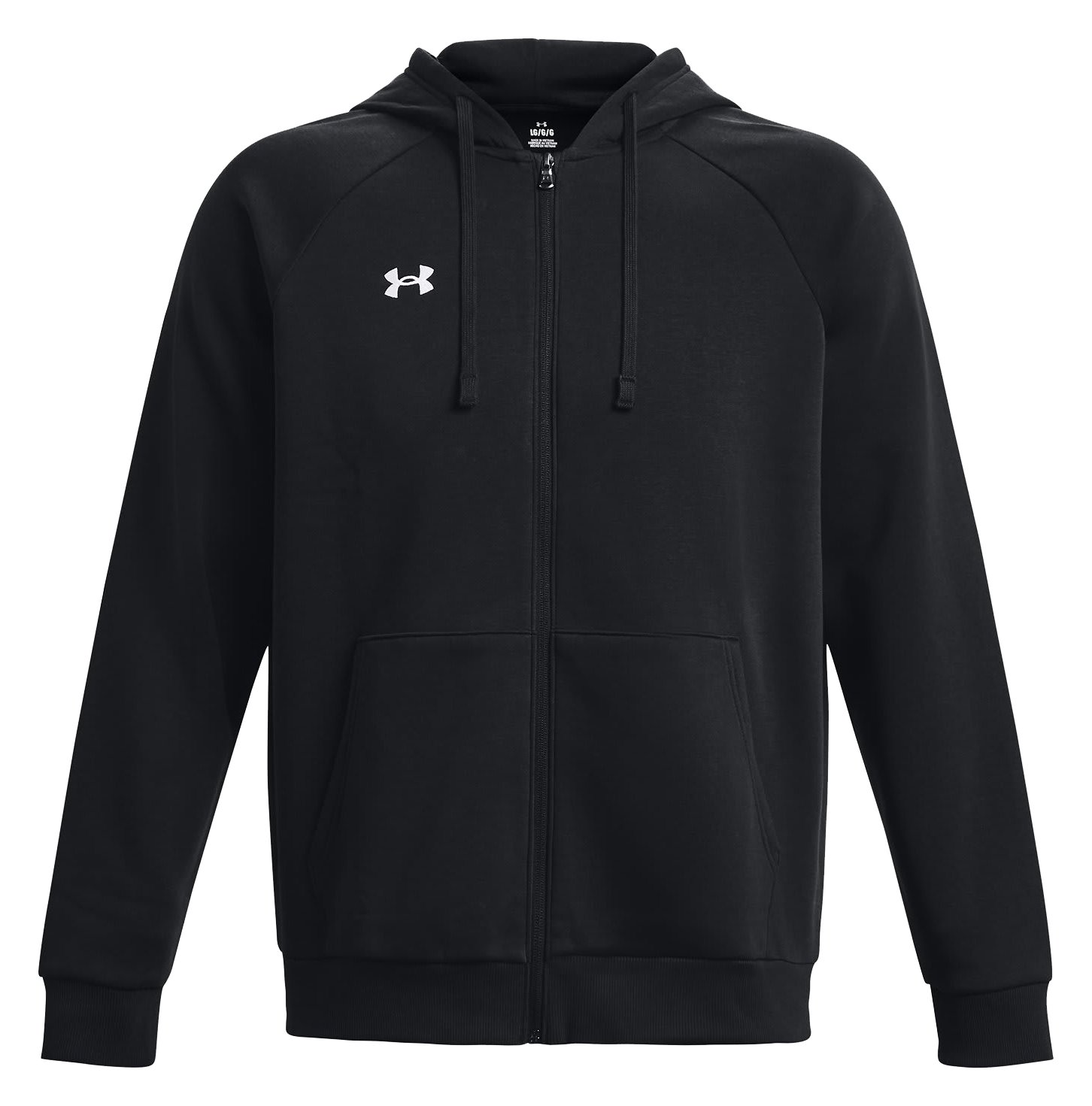 Under Armour UA Rival Fleece Full-Zip Long-Sleeve Hoodie for Men - Black/White - 4XLT