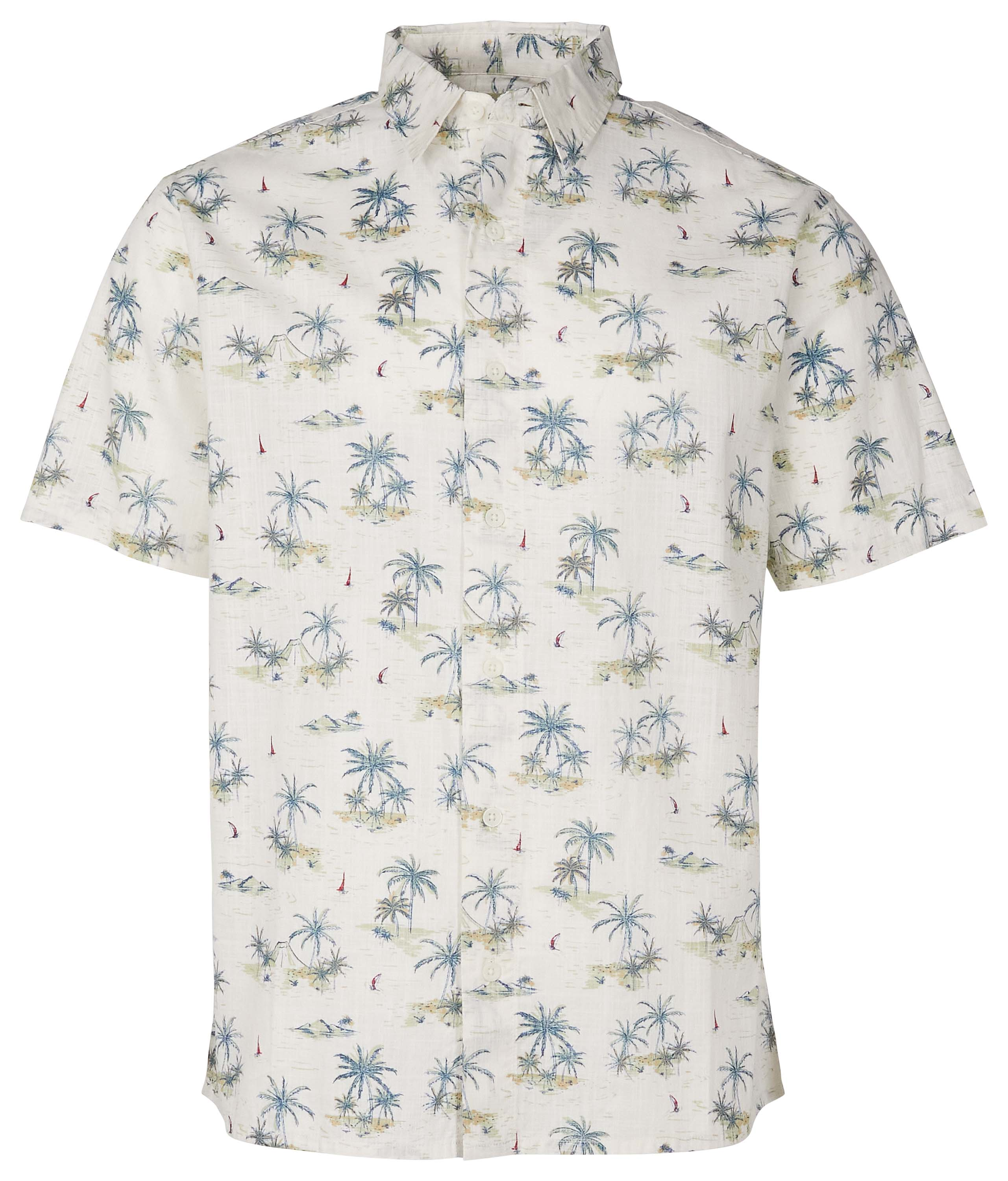 Redhead Crosshatch Printed Short-Sleeve Button-Up Shirt for Men - Cream Sails Call - L