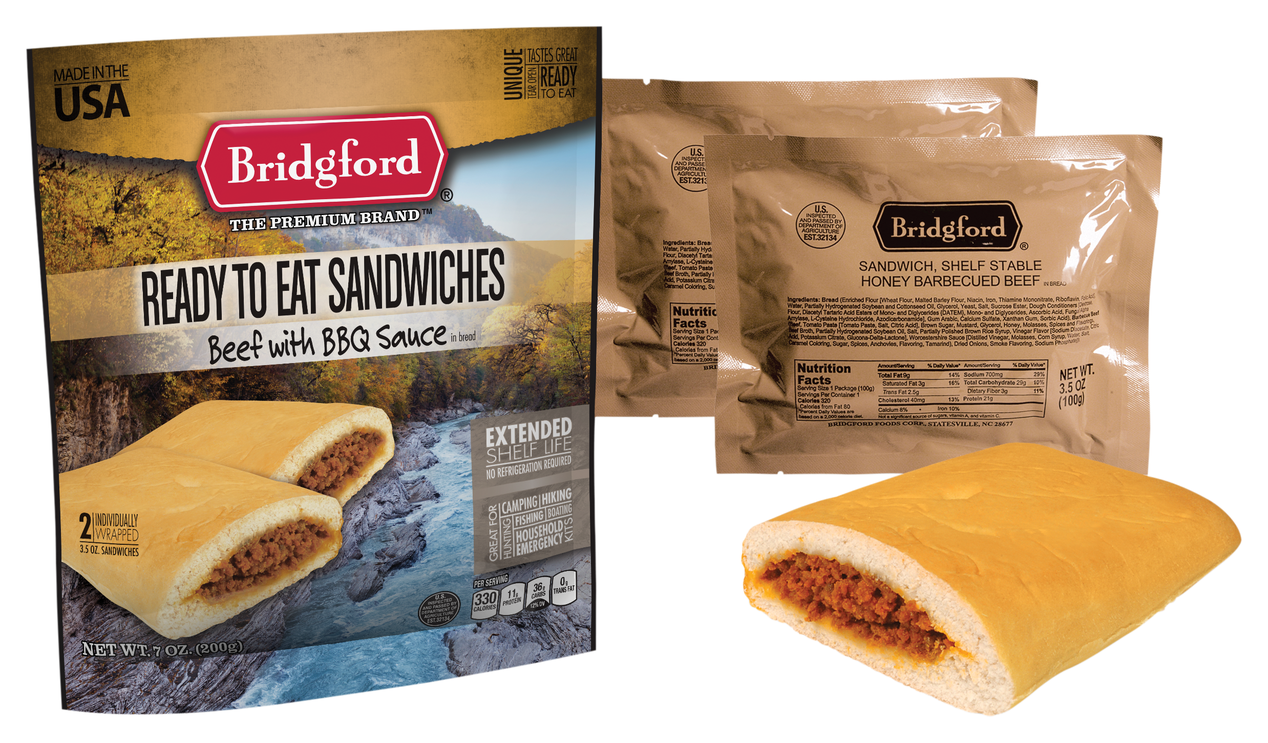 Bridgford Ready-to-Eat BBQ Beef Camp Sandwiches