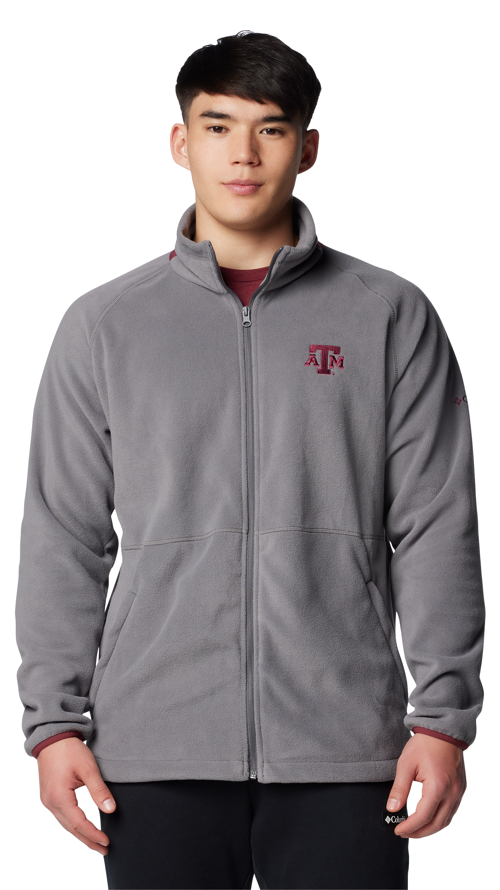 Image of Columbia Collegiate Flanker IV Fleece Long-Sleeve Jacket for Men - Texas A&ampM University/City Grey - M