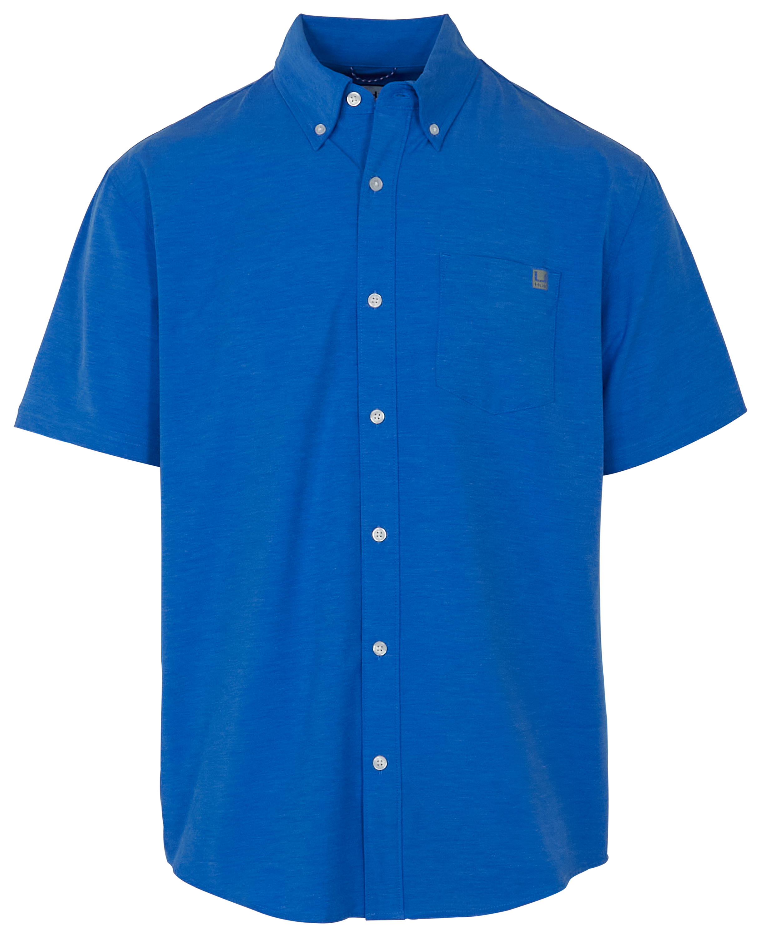 Huk Kona Solid Short-Sleeve Button-Down Shirt for Men - Ocean Blue - 2XL - Huk