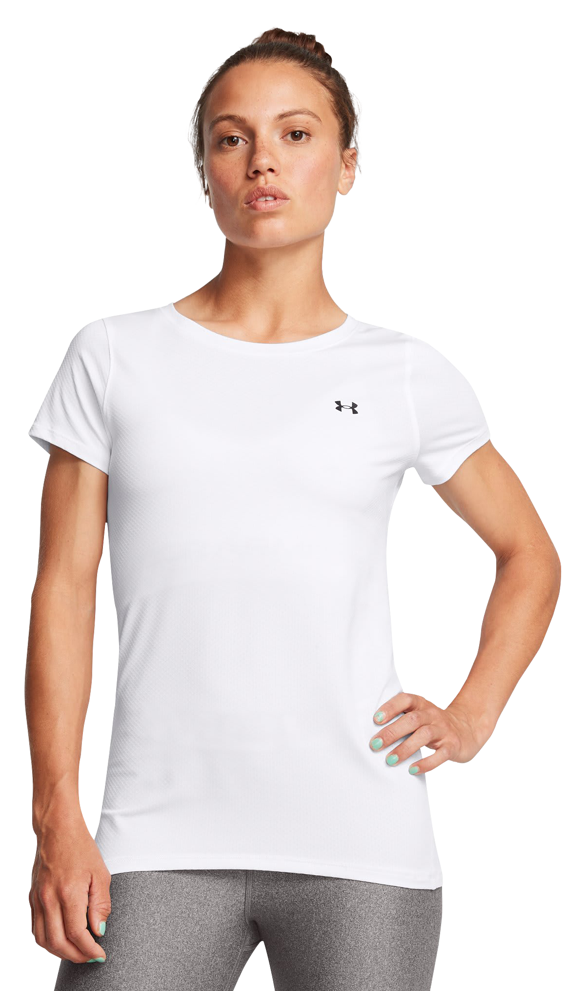 Women's Under Armour HeatGear&reg; Crewneck Tee Color: White White Size: X LARGE