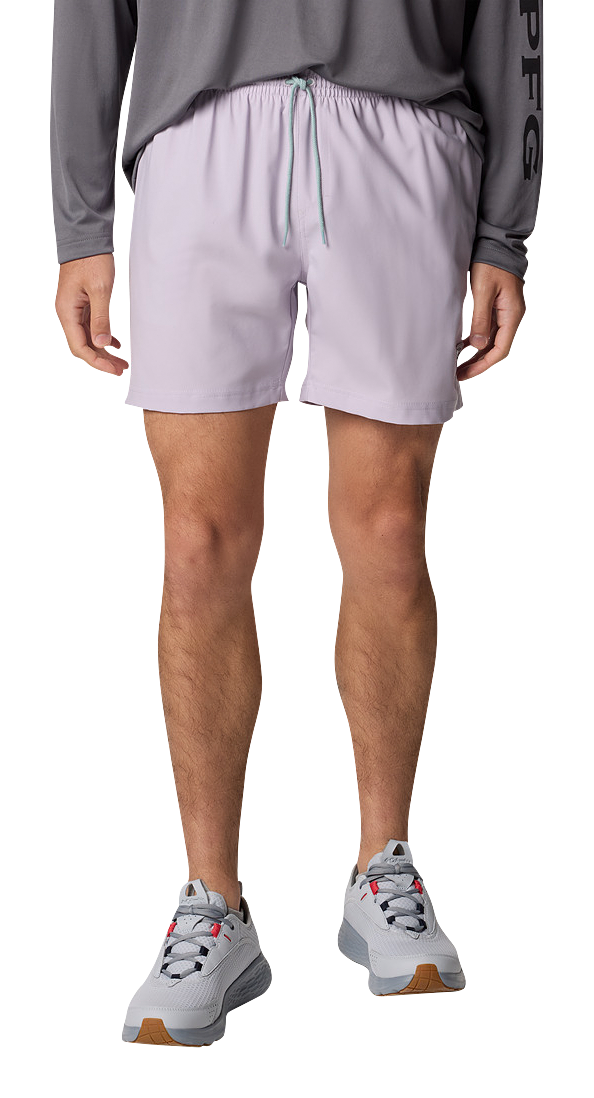 Image of Columbia PFG Rambler Swim Shorts for Men - Lavender Pearl - M - 6″
