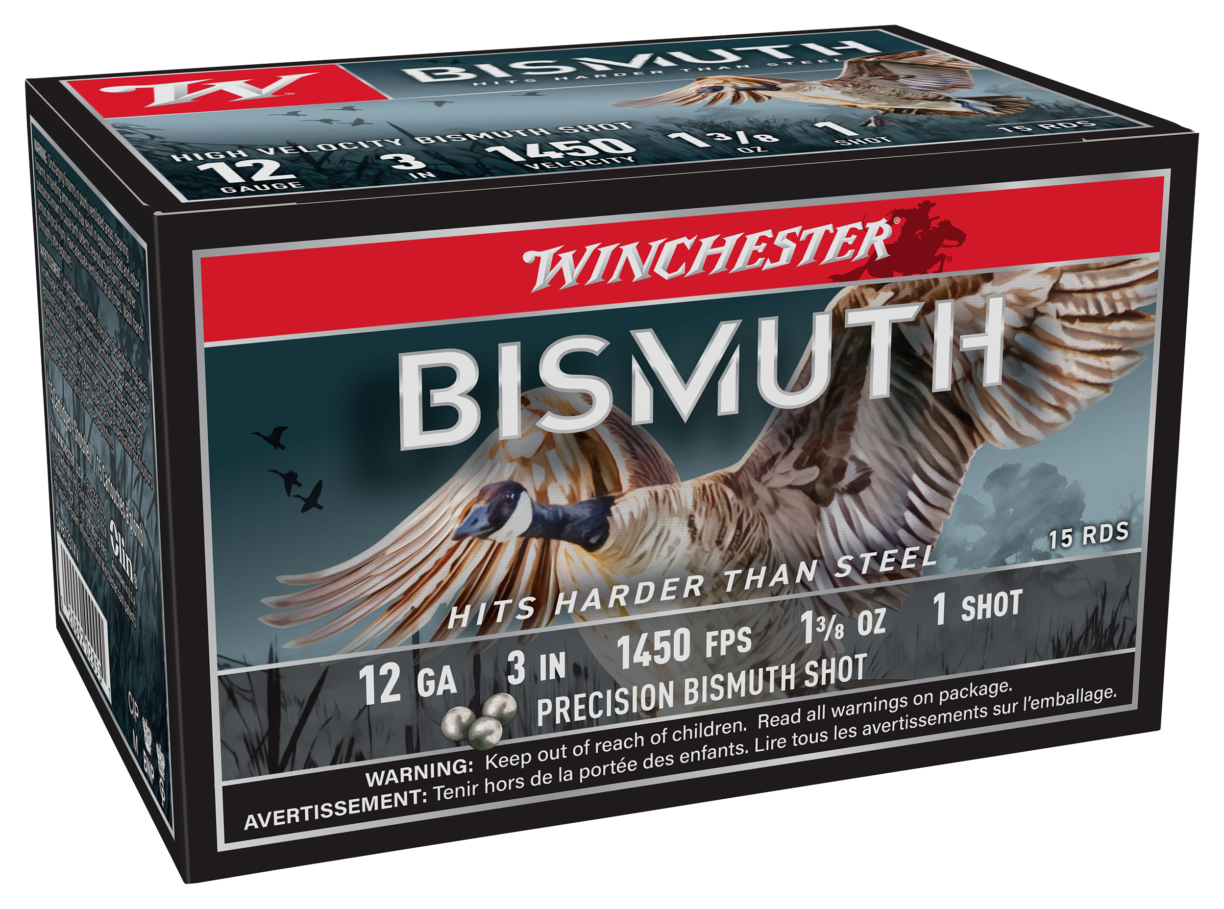 Winchester Bismuth Shotshells - 12 Gauge - #1 - 3″ - 15 Rounds - Winchester