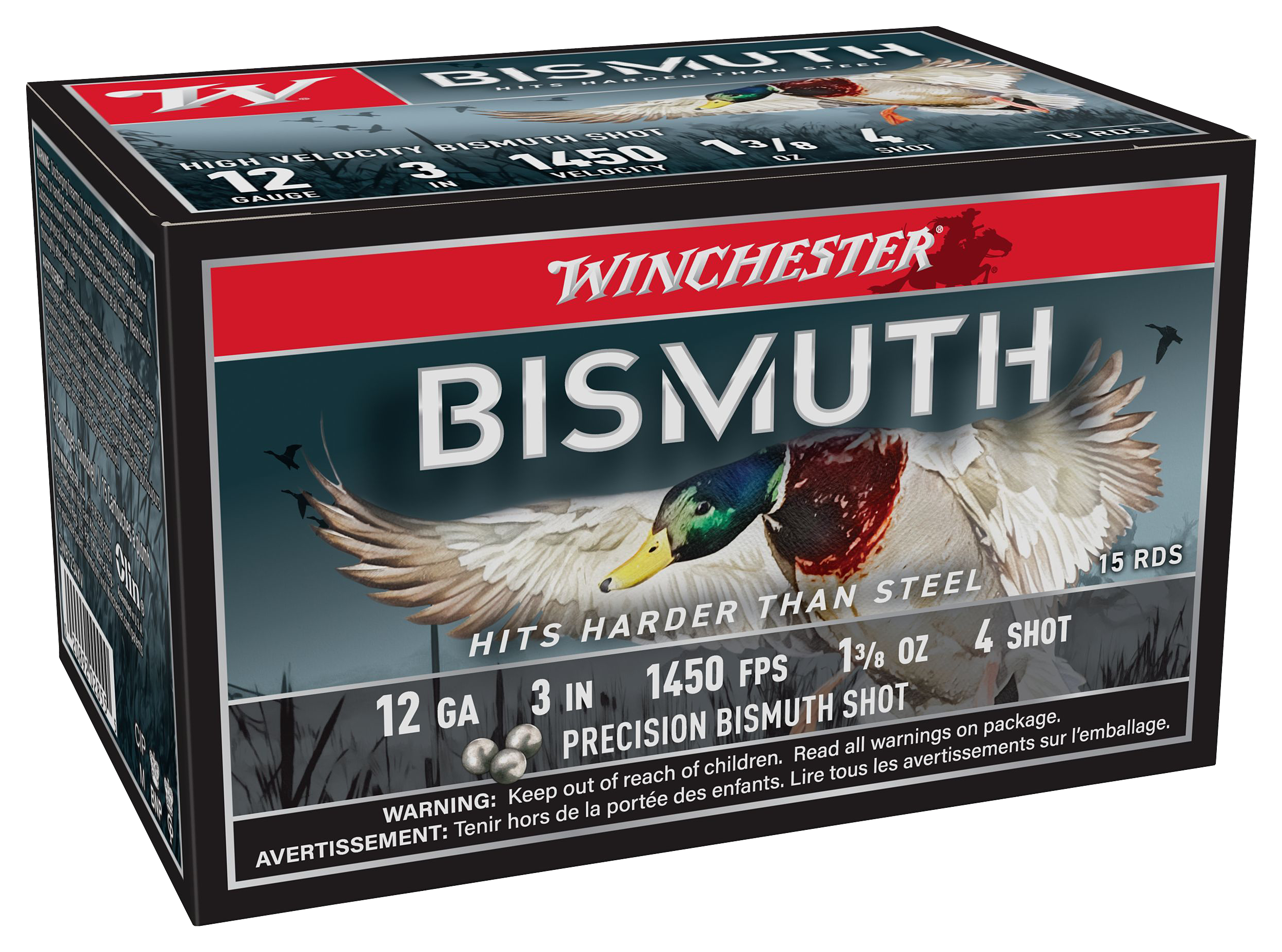 Winchester Bismuth Shotshells - 12 Gauge - #4 - 3″ - 15 Rounds - Winchester