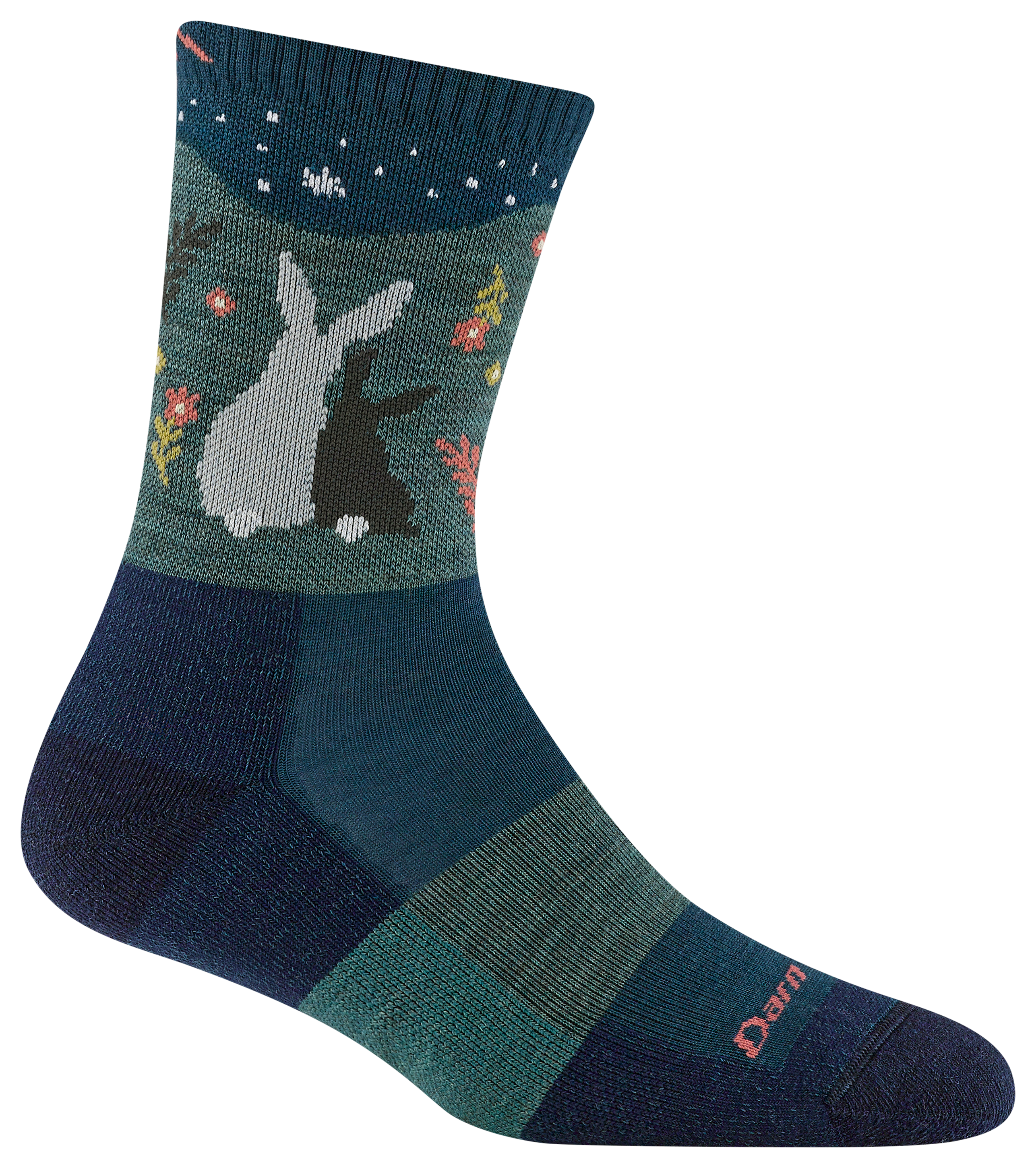 Image of Darn Tough Critter Club Bunny Micro Crew Lightweight Cushion Hiking Socks for Ladies - L/10-12