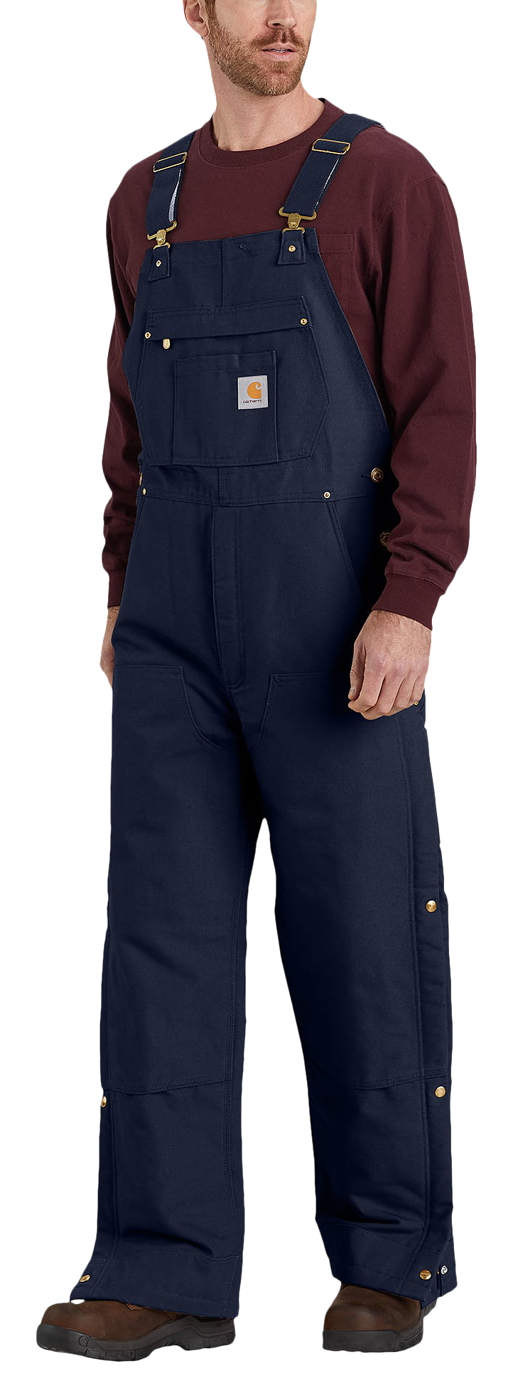 Image of Carhartt Firm Duck Loose-Fit Insulated Bib Overalls for Men - Dark Navy - L - Regular