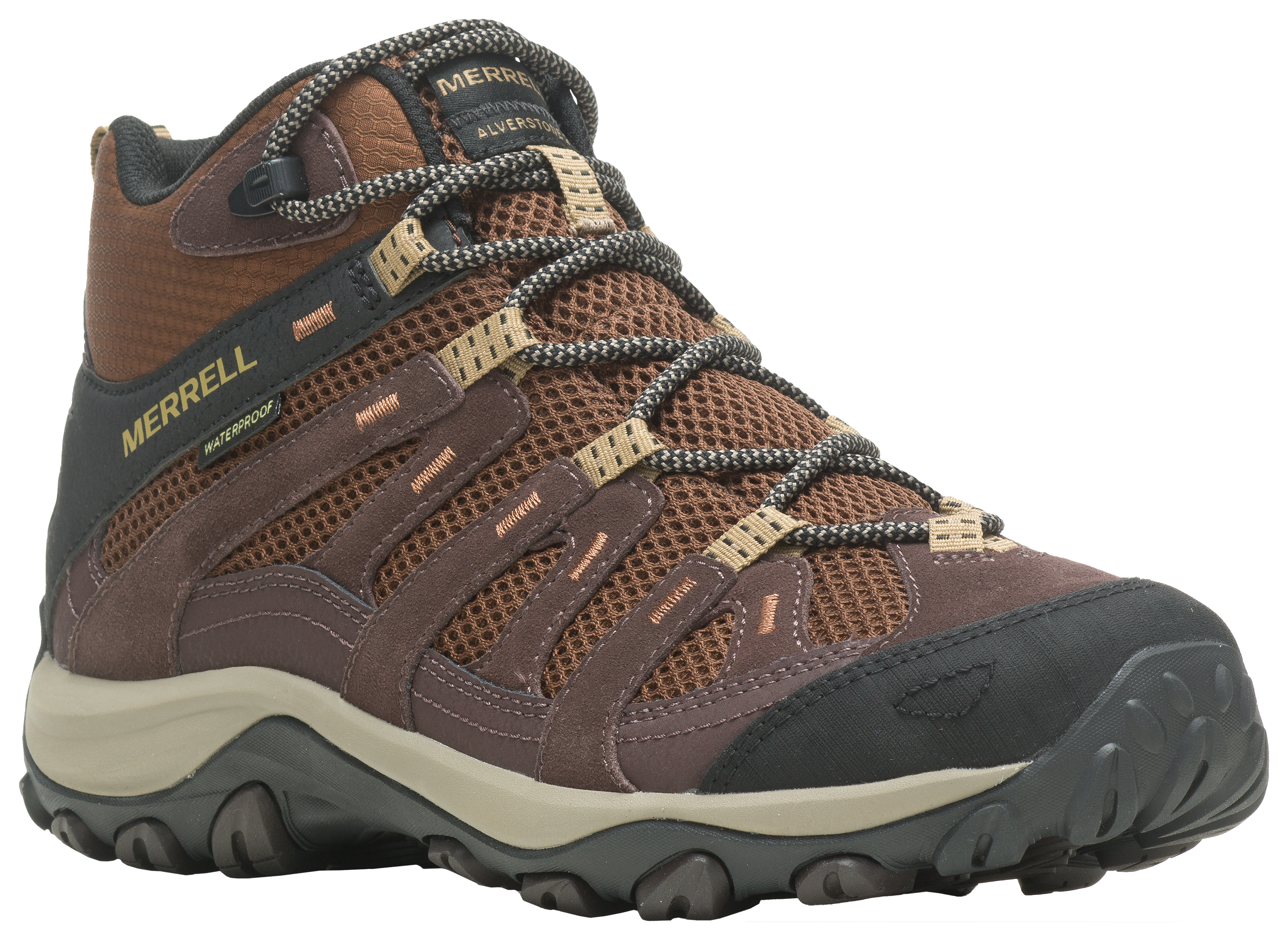 Image of Merrell Alverstone 2 Mid Waterproof Hiking Shoes for Men - Earth/Espresso - 14W