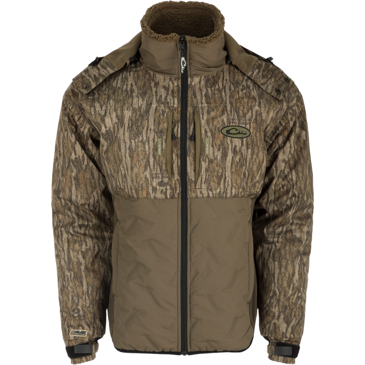 Drake LST Guardian Flex Double Down Eqwader Full Zip with Hood - Bottomland - S