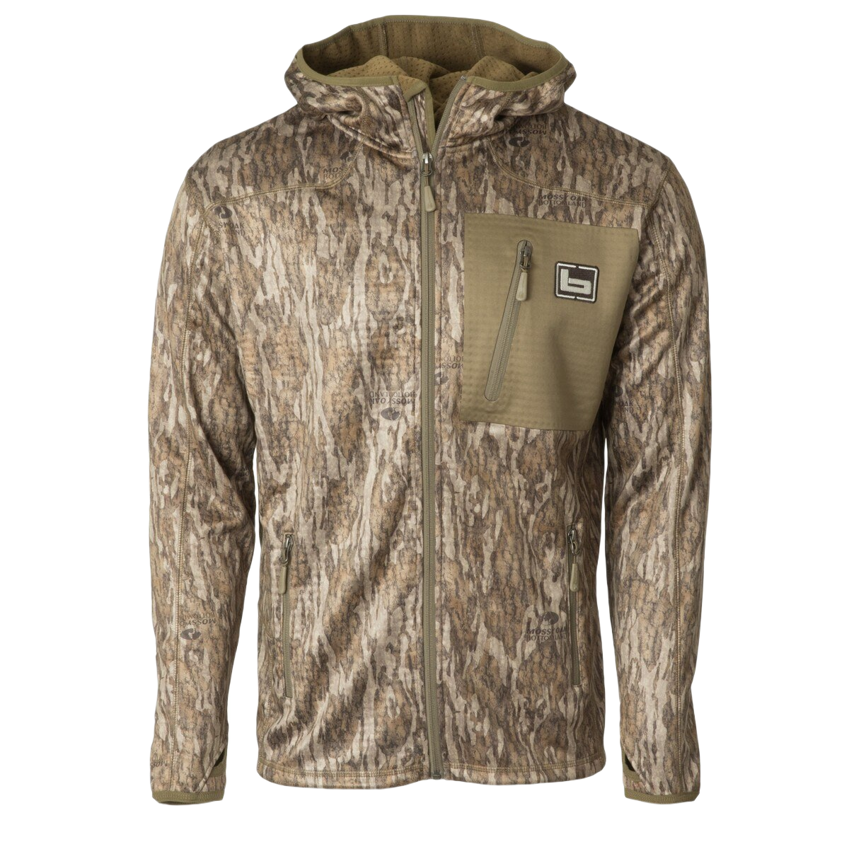 Banded Hooded Mid Layer Fleece Full Zip Jacket - Bottomland