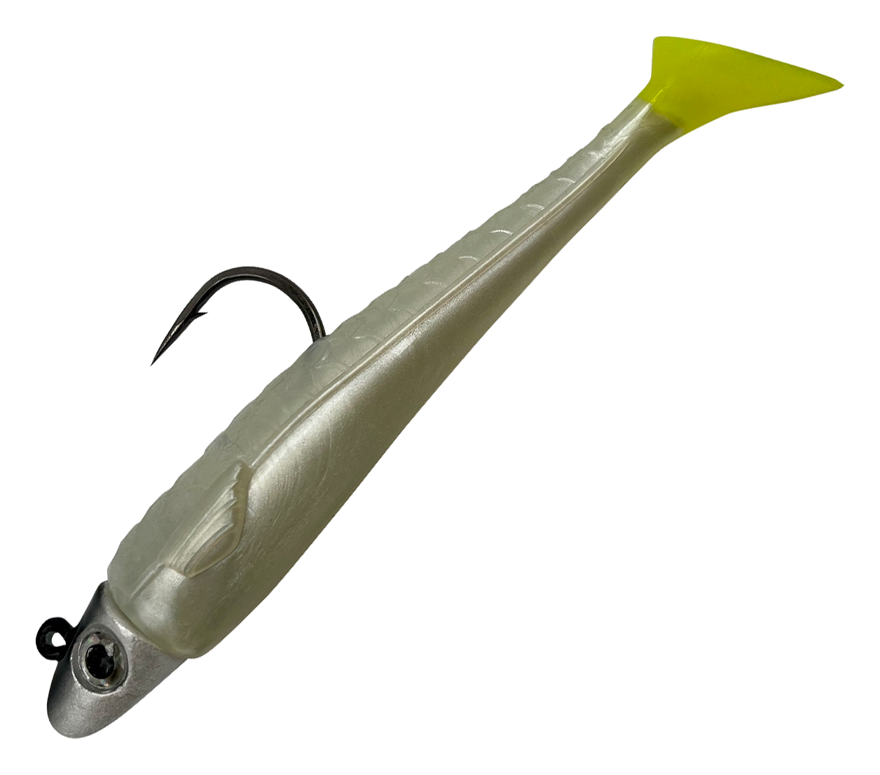 Image of RonZ Z-Fin Original Rigged Paddletail - Pearl Chartreuse - 5″ - 1-1/4 oz.