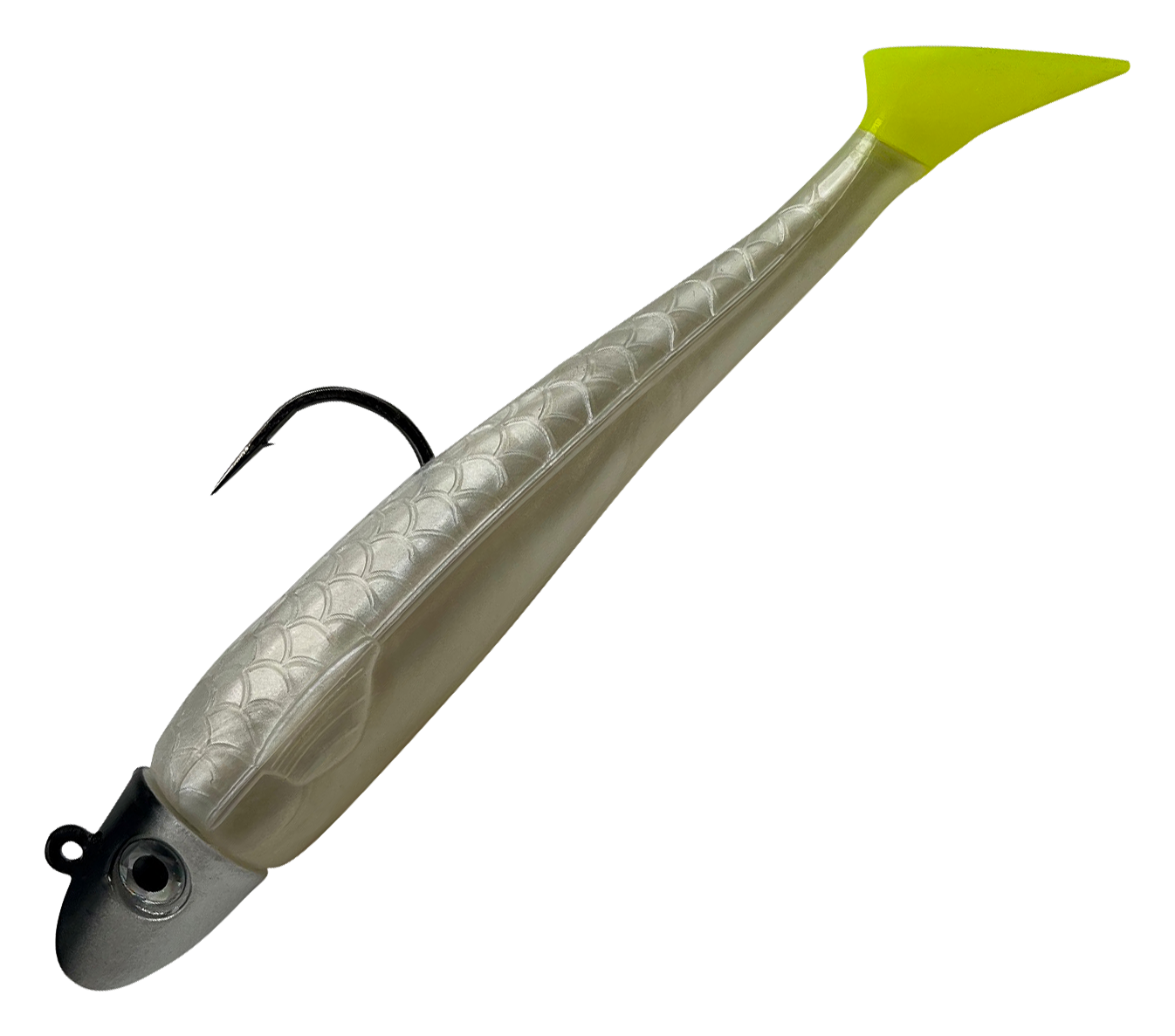 Image of RonZ Z-Fin Original Rigged Paddletail - Pearl Chartreuse - 6″ - 2 oz.