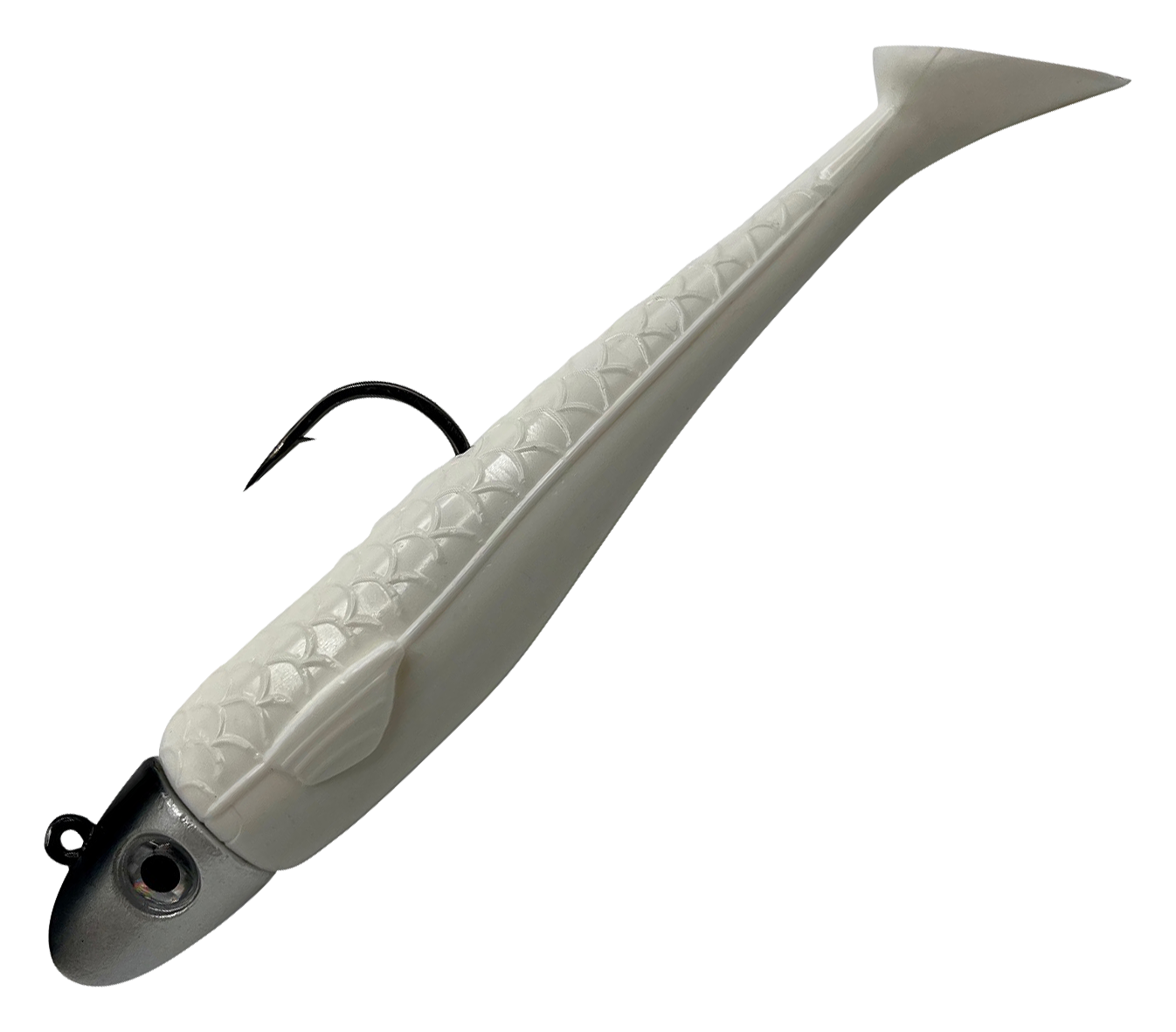 Image of RonZ Z-Fin Original Rigged Paddletail - White - 6″ - 2 oz.