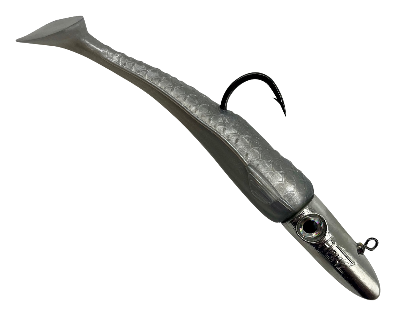 Image of RonZ Z-Fin Big Game Rigged Paddletail - Silver Metallic - 5' - 2-1/2 oz.