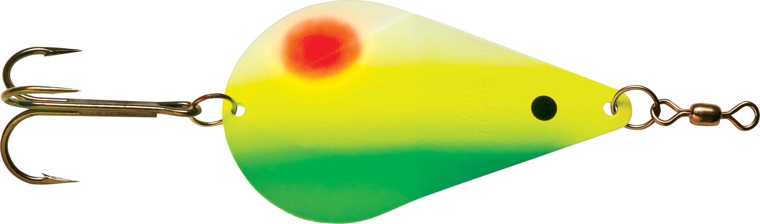 Hawken Fishing Simon Wobbler Spoon - Green/Flame Dot