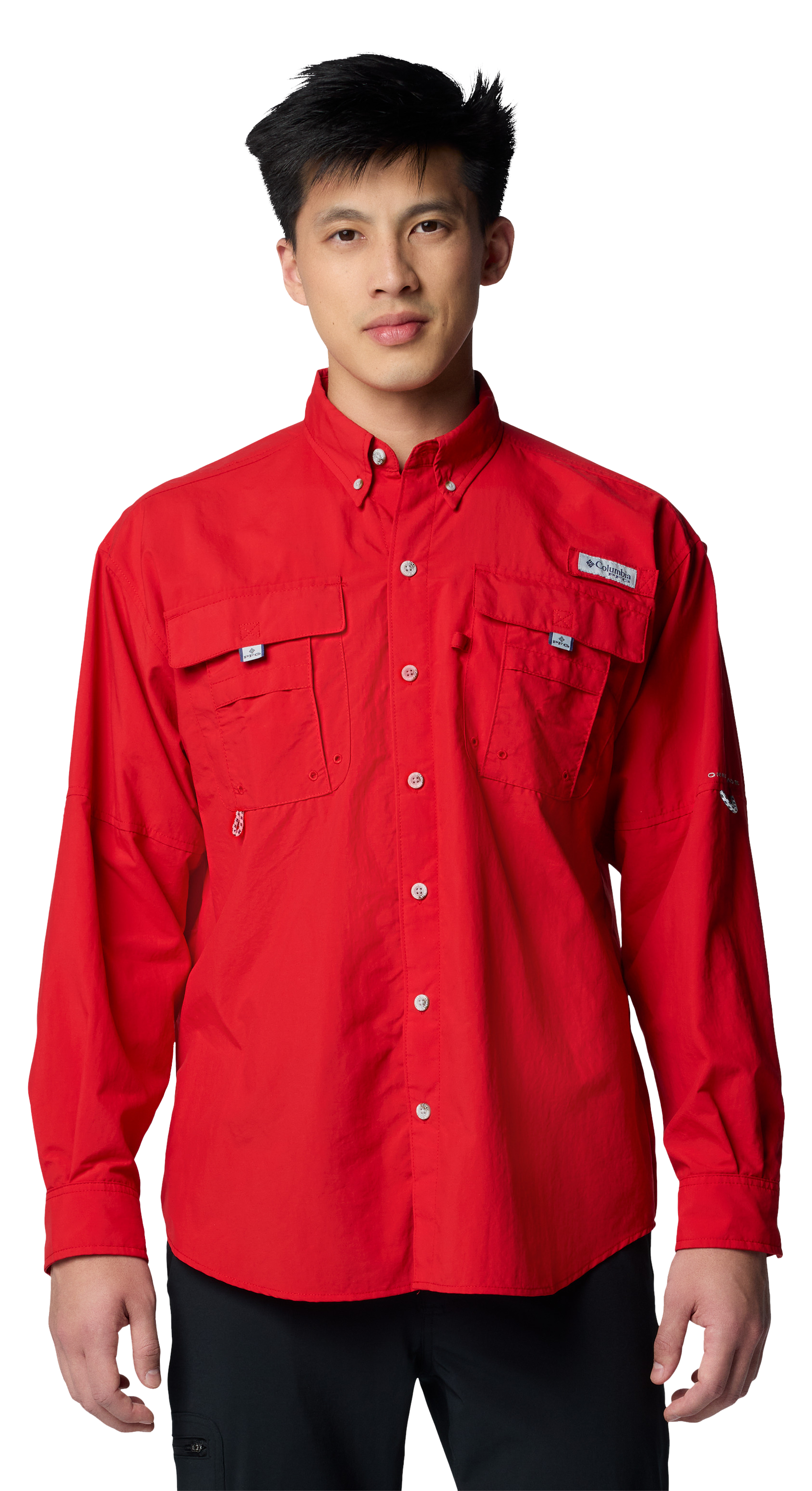 Image of Columbia PFG Bahama II Long-Sleeve Fishing Shirt for Men - Red Spark - L