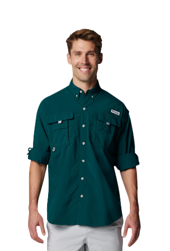 Image of Columbia PFG Bahama II Long-Sleeve Fishing Shirt for Men - Midnight Teal - XS