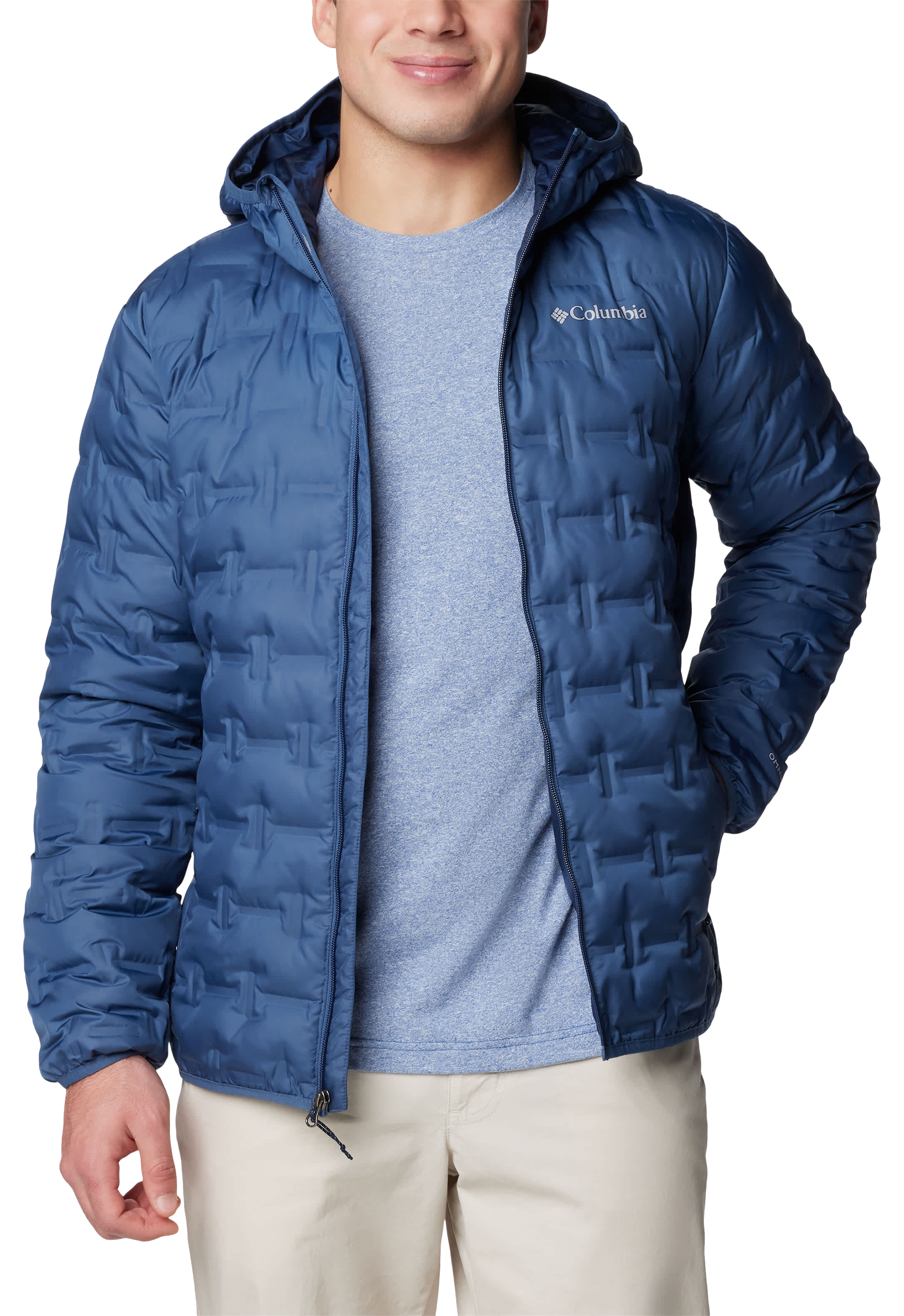 Image of Columbia Delta Ridge II Hooded Full-Zip Down Jacket for Men - Dark Mountain - S