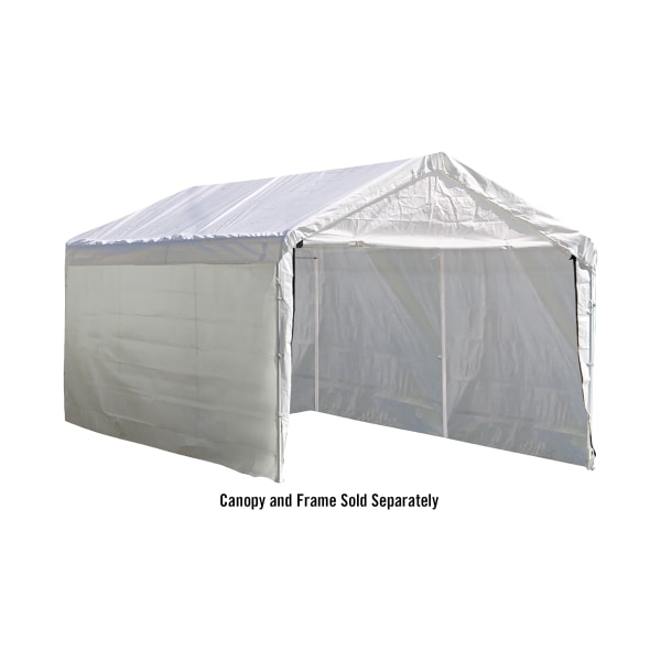 ShelterLogic Super Max Canopy Enclosure Kit - 12' x 20' Turn your canopy into a weatherproof shelter with the ShelterLogic Super Max Canopy Enclosure Kit. The UV-treated, fitted polyethylene construction delivers waterproof performance that boasts UPF 50 sun protection to stand up across the wide spectrum of weather conditions. Double-zipper front door rolls up to allow easy access, while bungee fasteners keep it out of the way when you're moving in and out. The ShelterLogic Super Max Canopy Enclosure Kit includes 1 rear panel, 2 side wall panels, 1 door panel, and bungee cords. Canopy and frame not included. Imported.   Lets you convert your canopy to an enclosed shelter  Durable, waterproof polyethylene construction  UV-treated to resist fading  UPF 50 sun protection  Convenient roll-up door  Bungee fasteners